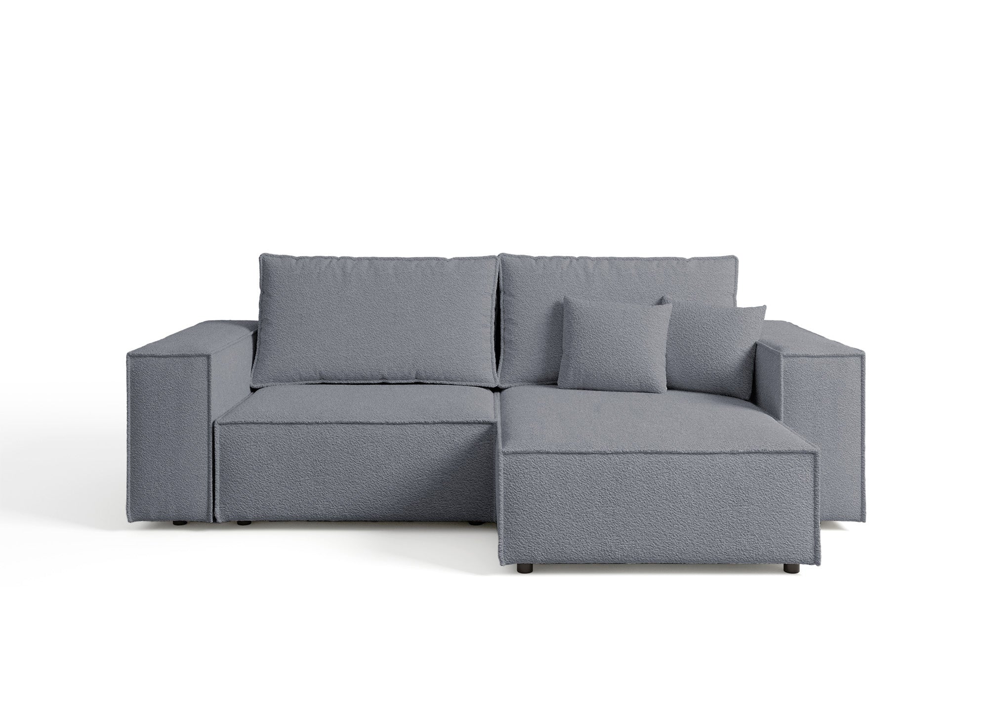 JADE MINI umwandelbares und wendbares Ecksofa mit Stauraum aus anthrazitgrauem Bouclé-Stoff