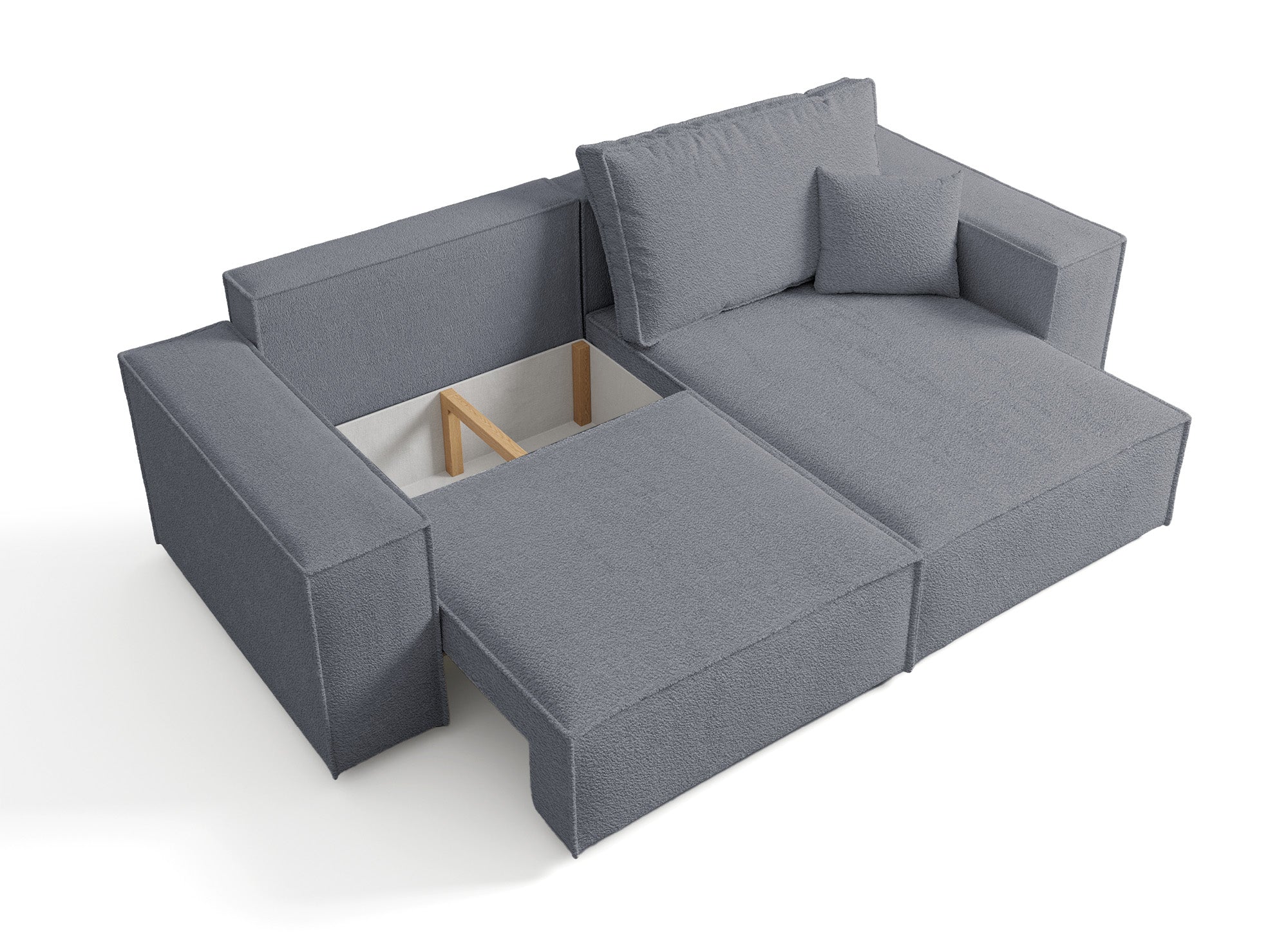 JADE MINI umwandelbares und wendbares Ecksofa mit Stauraum aus anthrazitgrauem Bouclé-Stoff