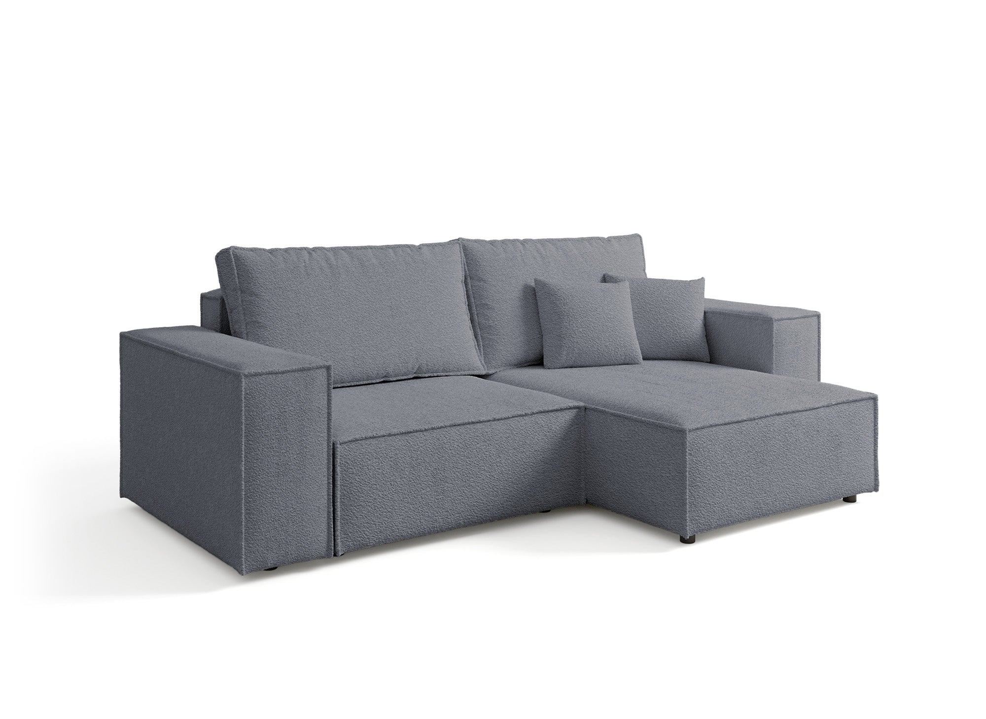 JADE MINI umwandelbares und wendbares Ecksofa mit Stauraum aus anthrazitgrauem Bouclé-Stoff