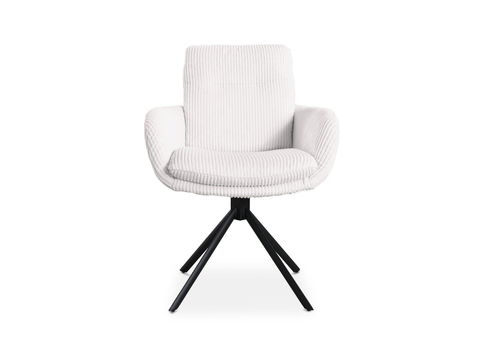 LOLA Designerstuhl mit Armlehnen in ecru-weißem Cord