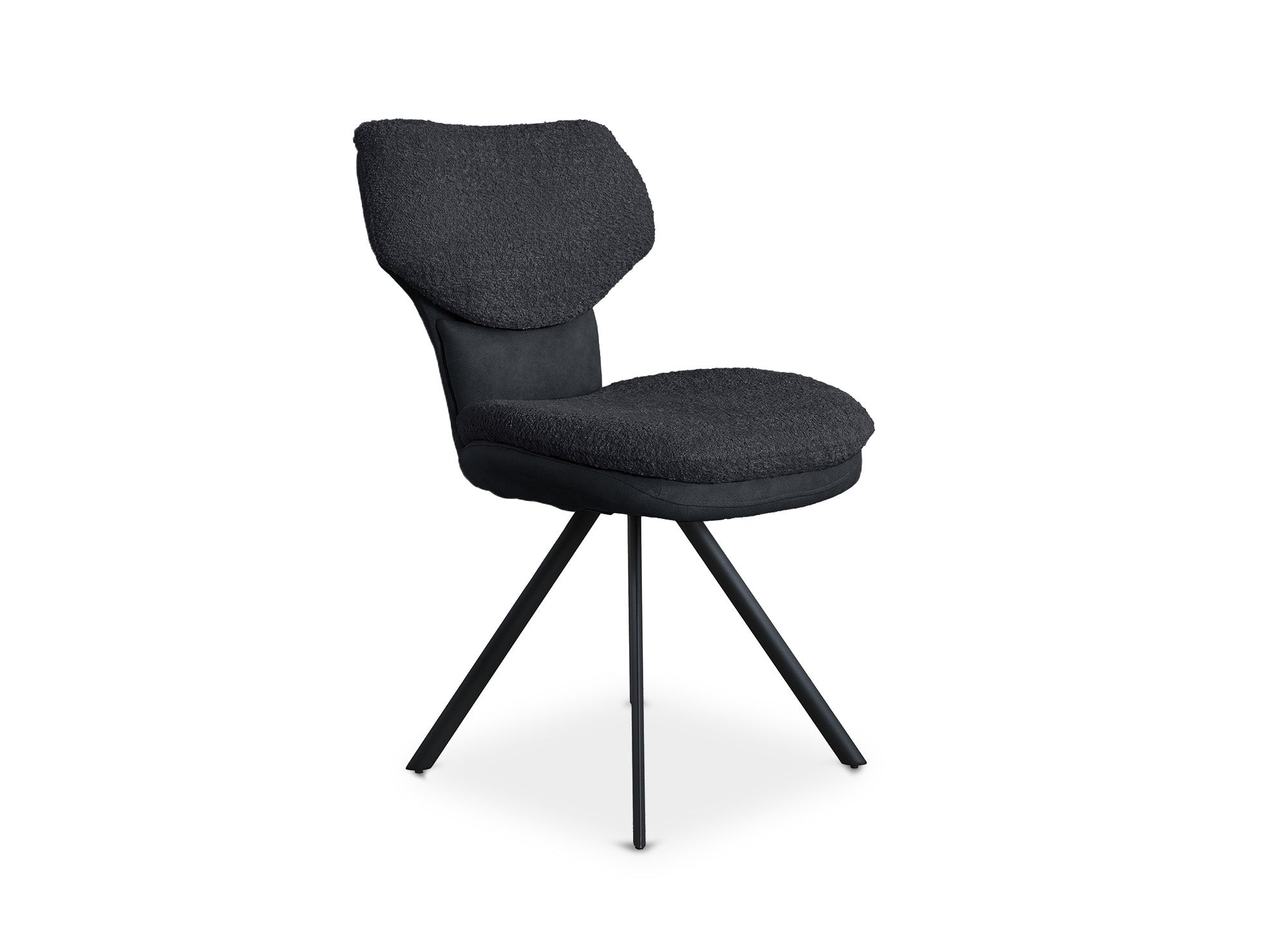 2er Set Designerstühle aus anthrazitgrauem Bouclette-Stoff MILIA