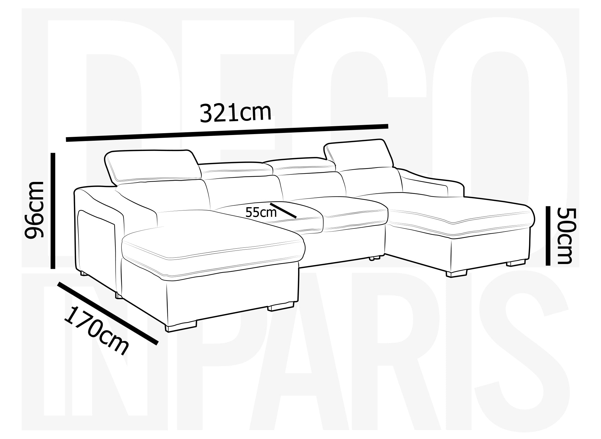 VELORA Panorama-Sofa mit 2 Truhen aus beige meliertem Samt