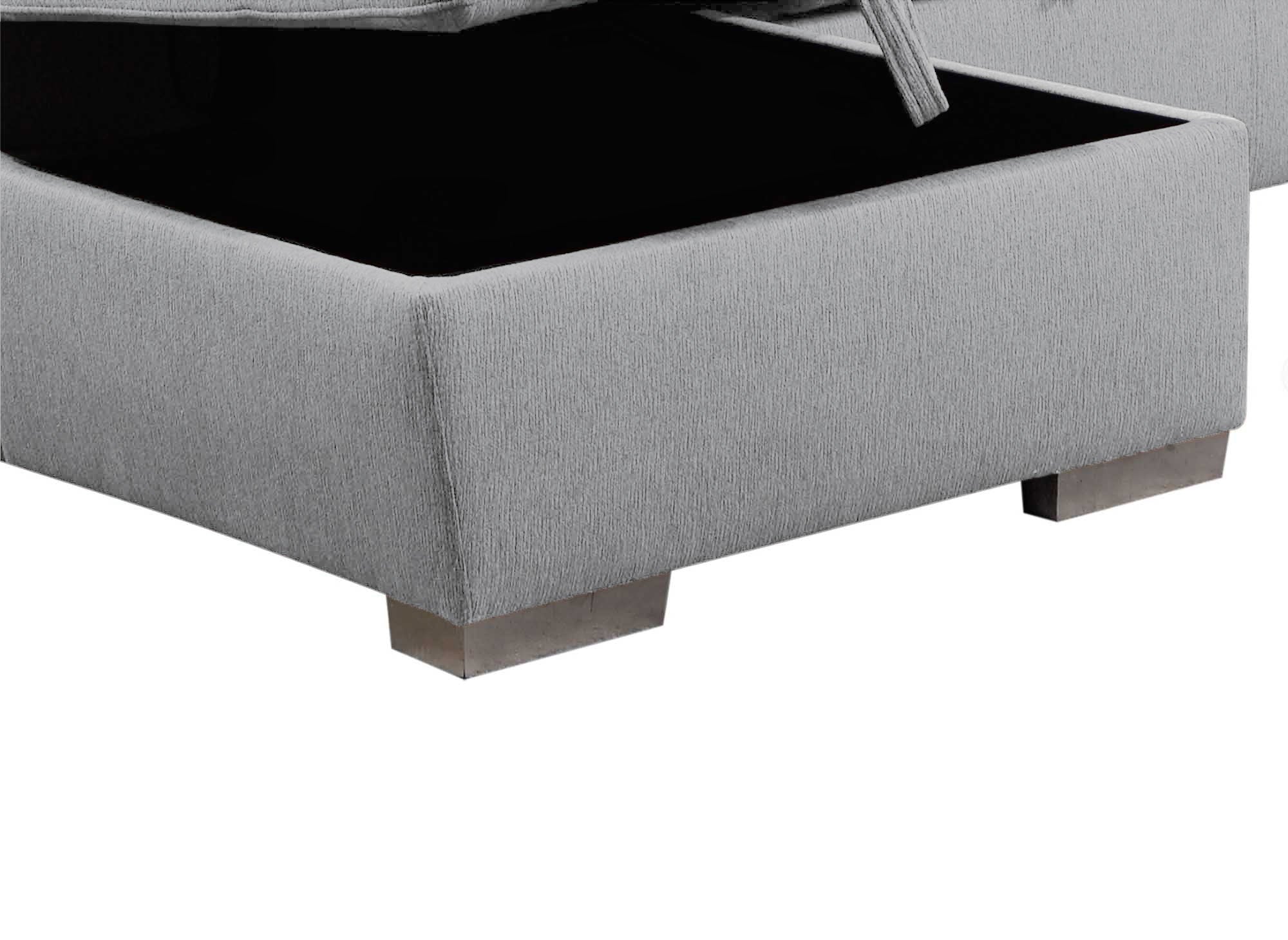 GAELLE Panorama-Sofa mit Aufbewahrungsbox aus grauem Stoff - Linke Ecke