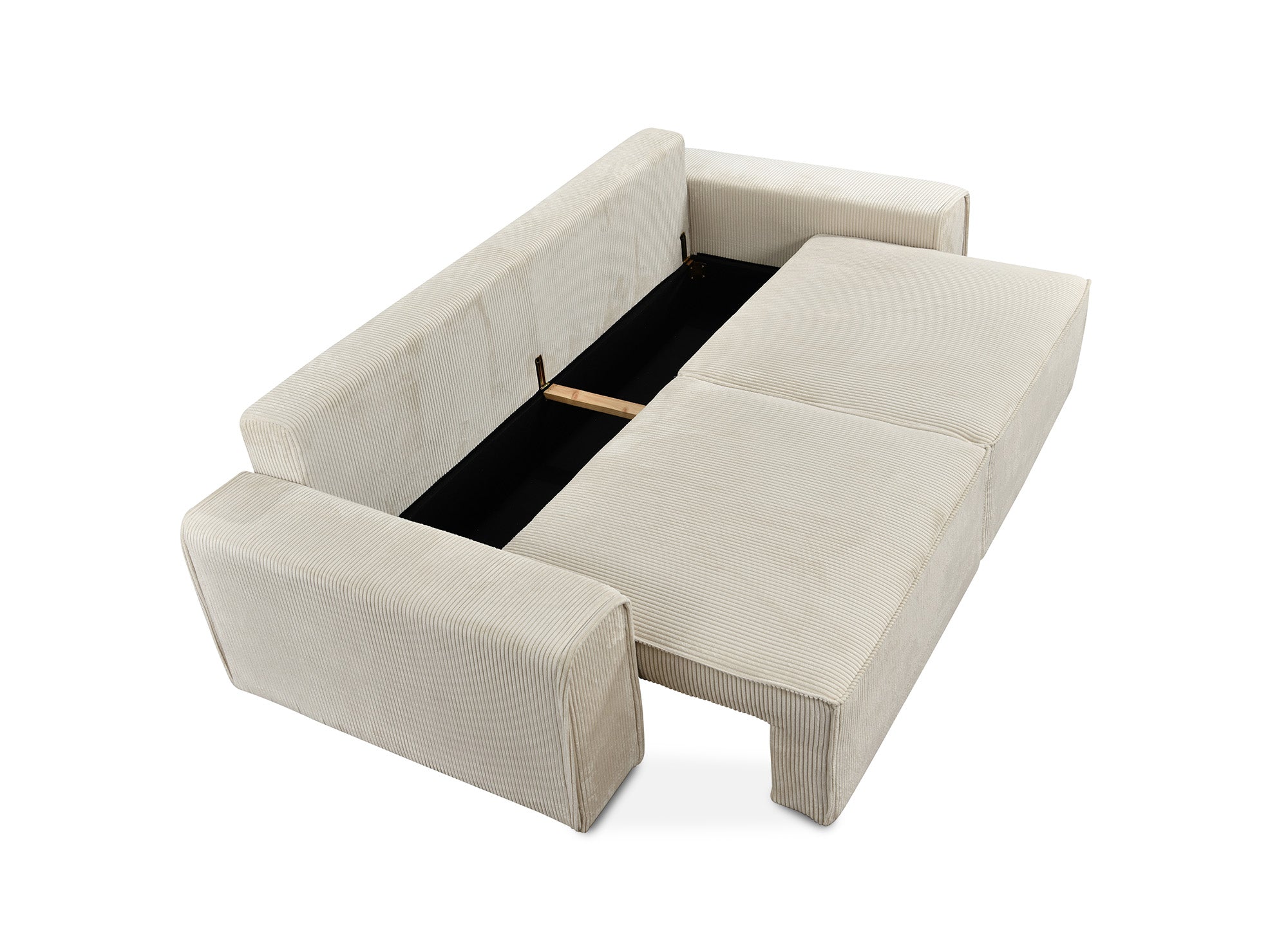 DONA 3-Sitzer-Schlafsofa mit Stauraum aus dickem beigefarbenem Cord