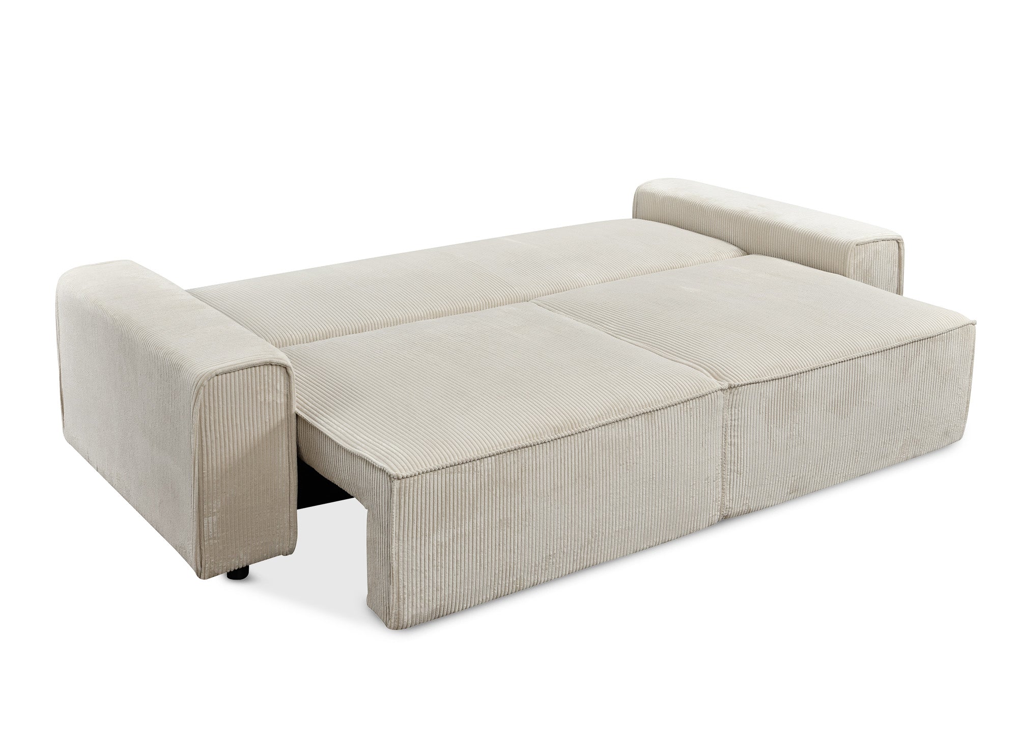 DONA 3-Sitzer-Schlafsofa mit Stauraum aus dickem beigefarbenem Cord