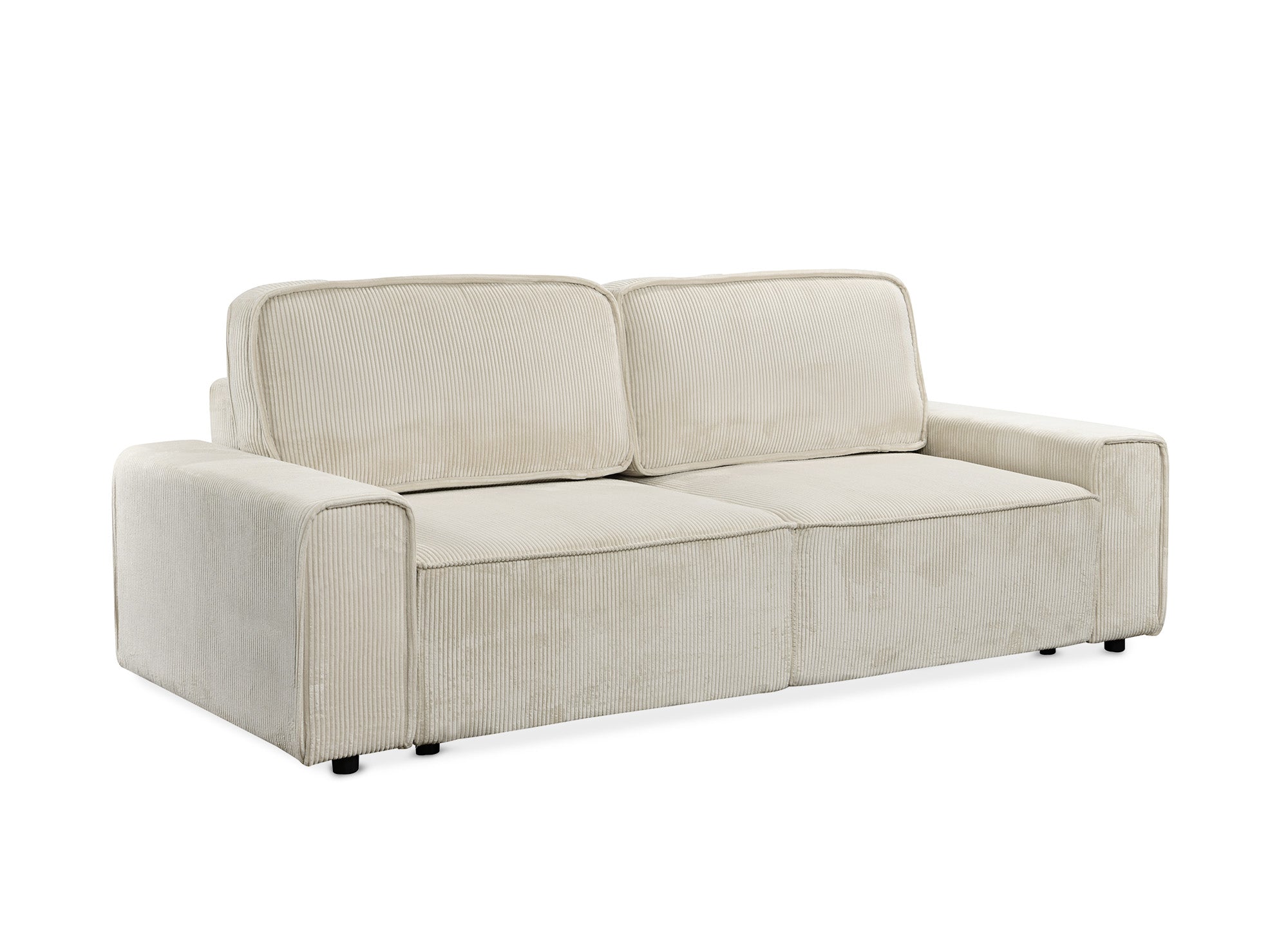 DONA 3-Sitzer-Schlafsofa mit Stauraum aus dickem beigefarbenem Cord