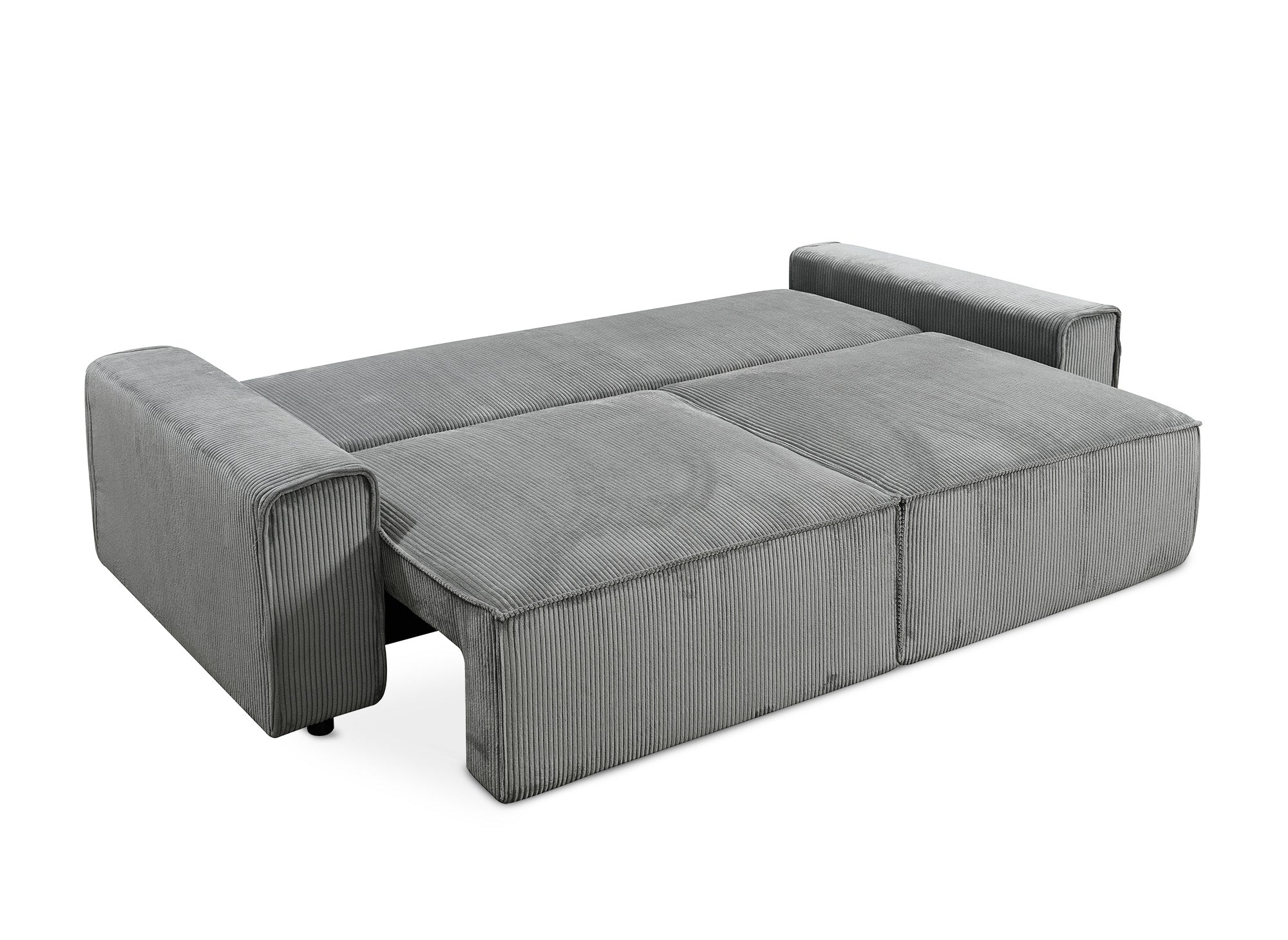 DONA 3-Sitzer-Schlafsofa mit Stauraum aus dickem grauem Cord