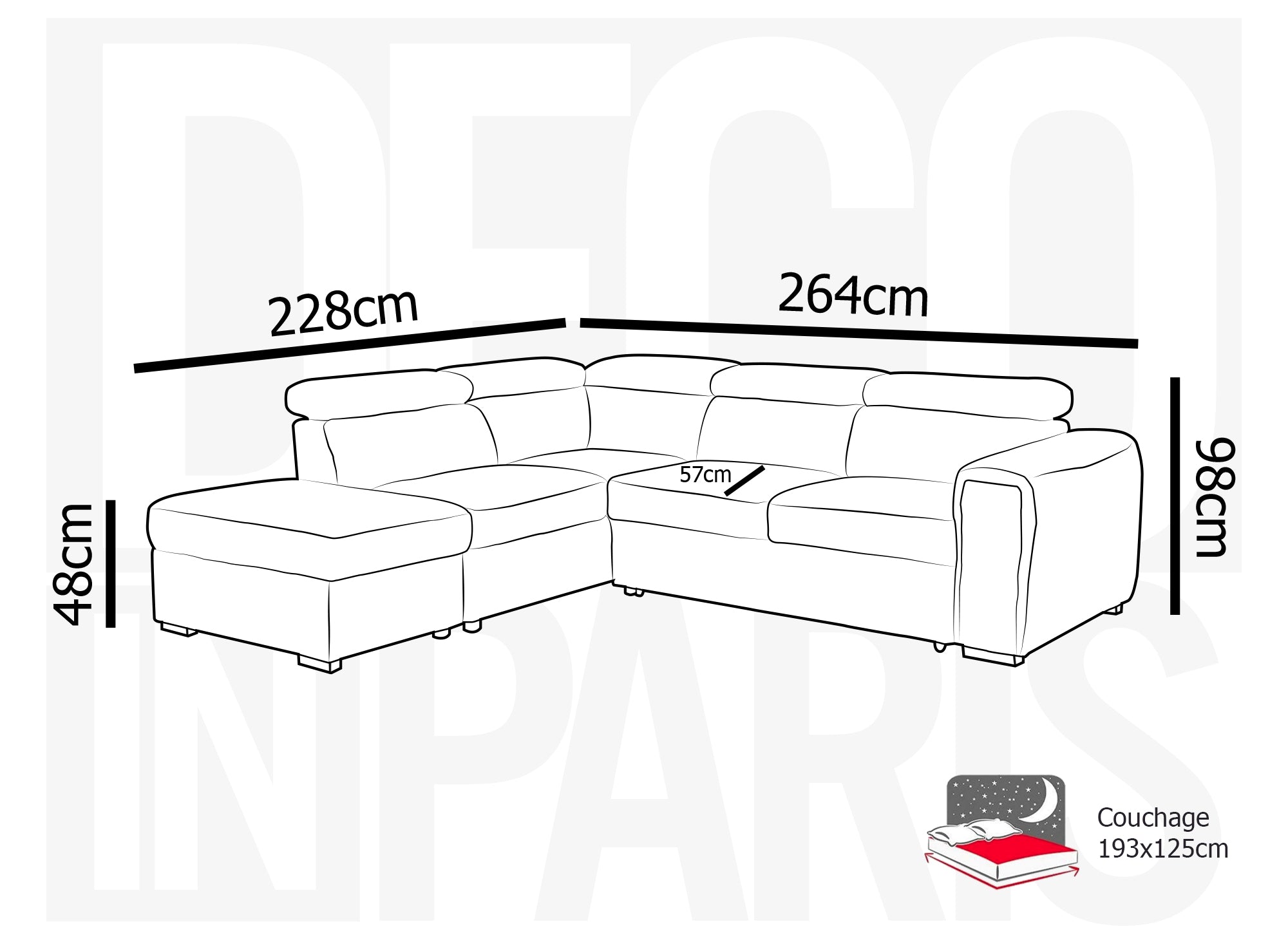 ZENOVA Ecksofa aus dickem grauem Cord mit Stauraum – Linke Ecke