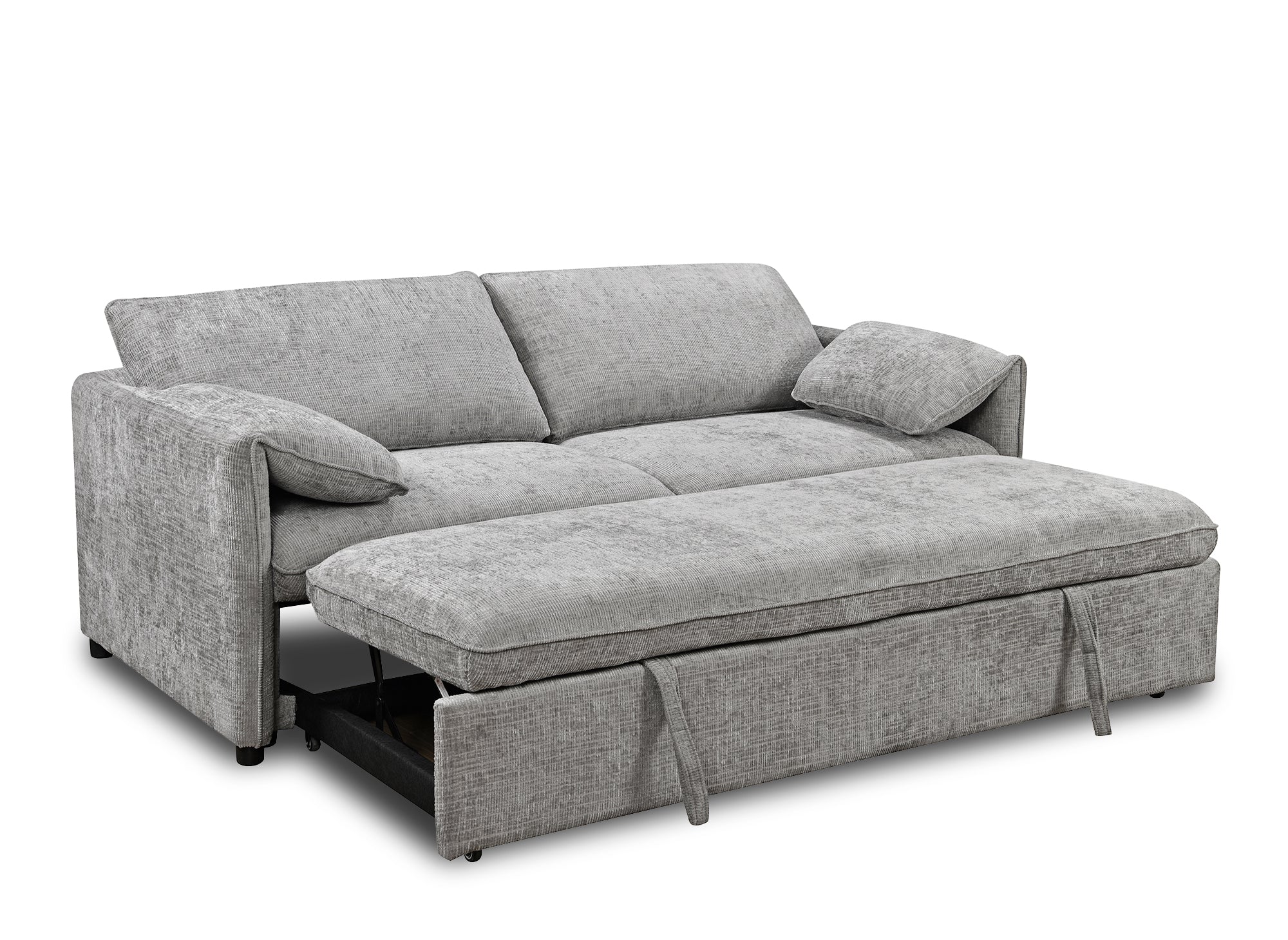 LAMAR 3-Sitzer-Sofa, gerade, aus grau meliertem Samt