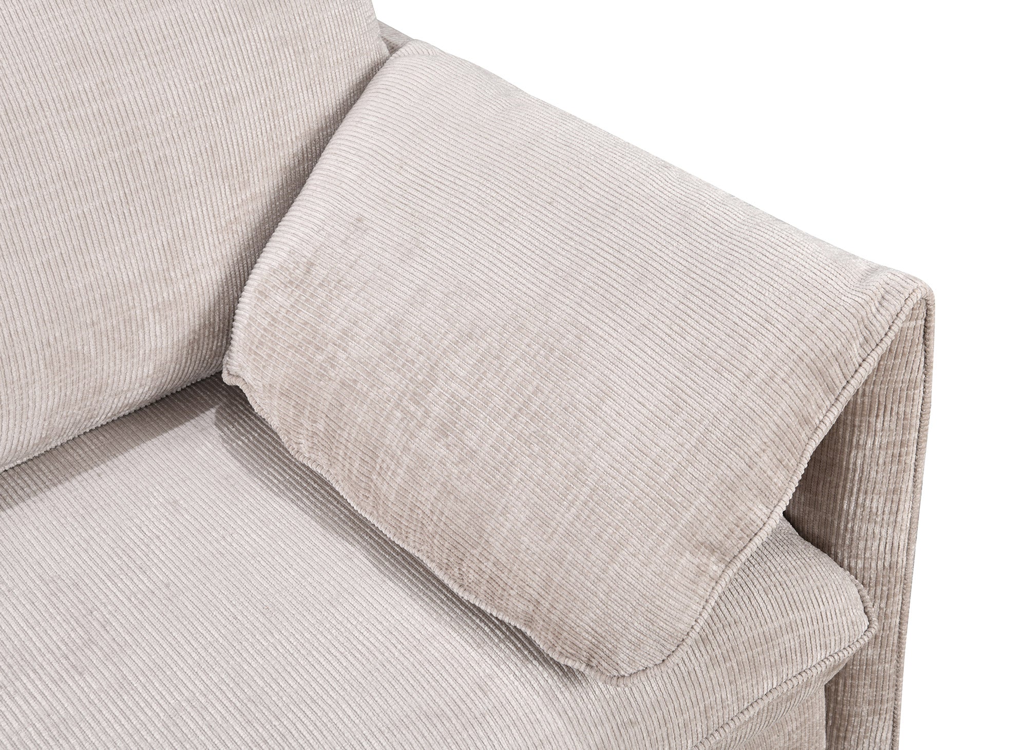 LAMAR 3-Sitzer-Sofa, gerade, aus beige meliertem Samt