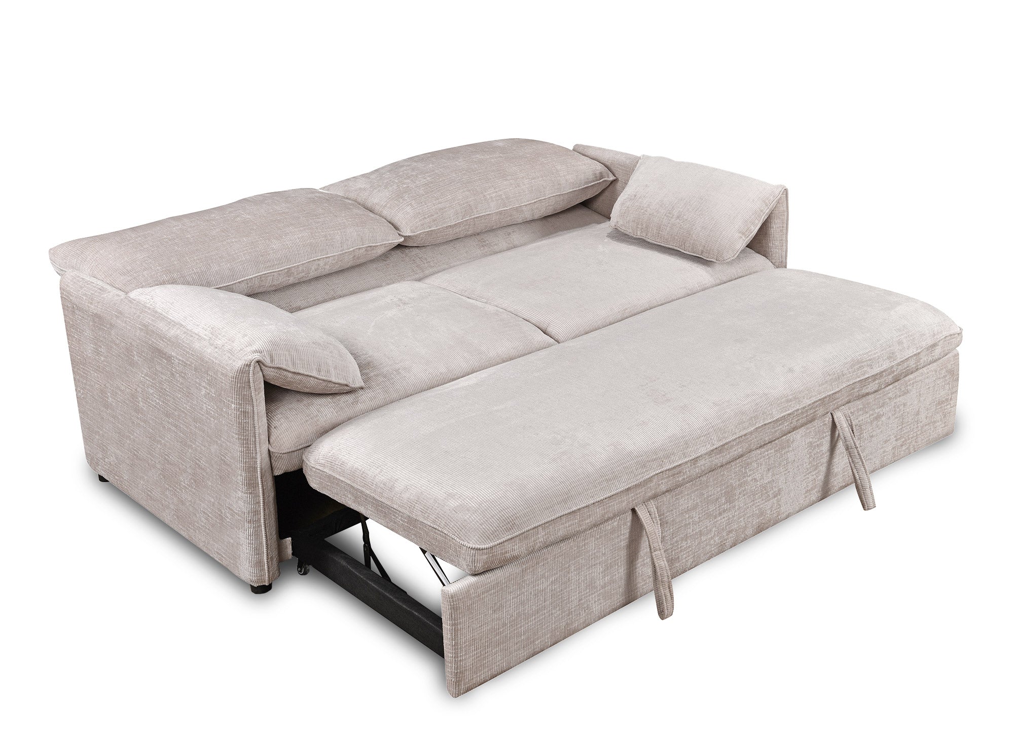 LAMAR 3-Sitzer-Sofa, gerade, aus beige meliertem Samt