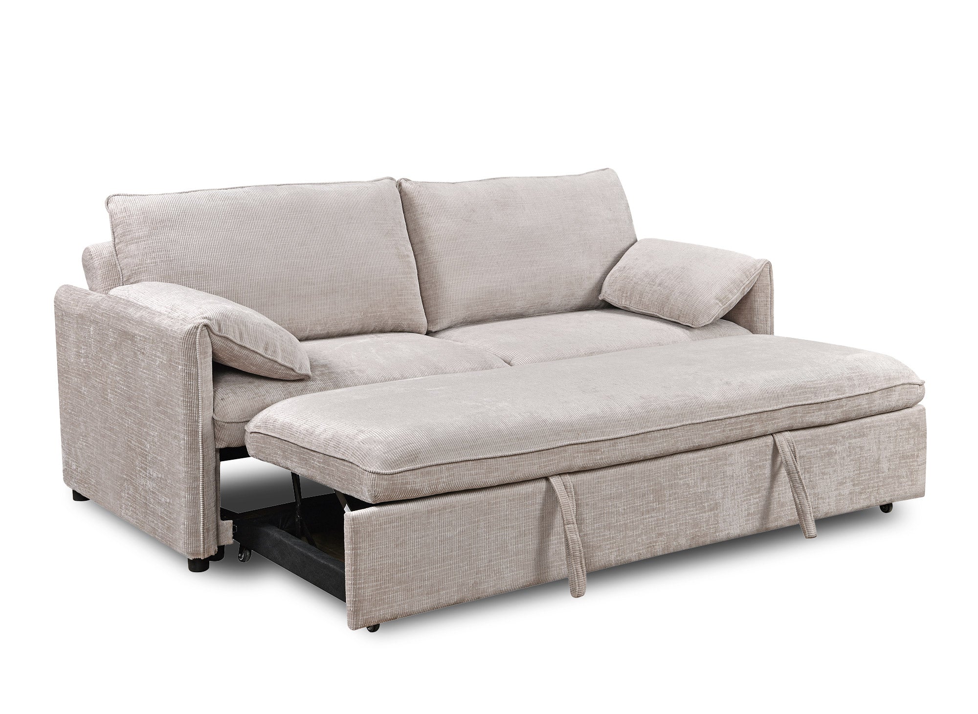 LAMAR 3-Sitzer-Sofa, gerade, aus beige meliertem Samt