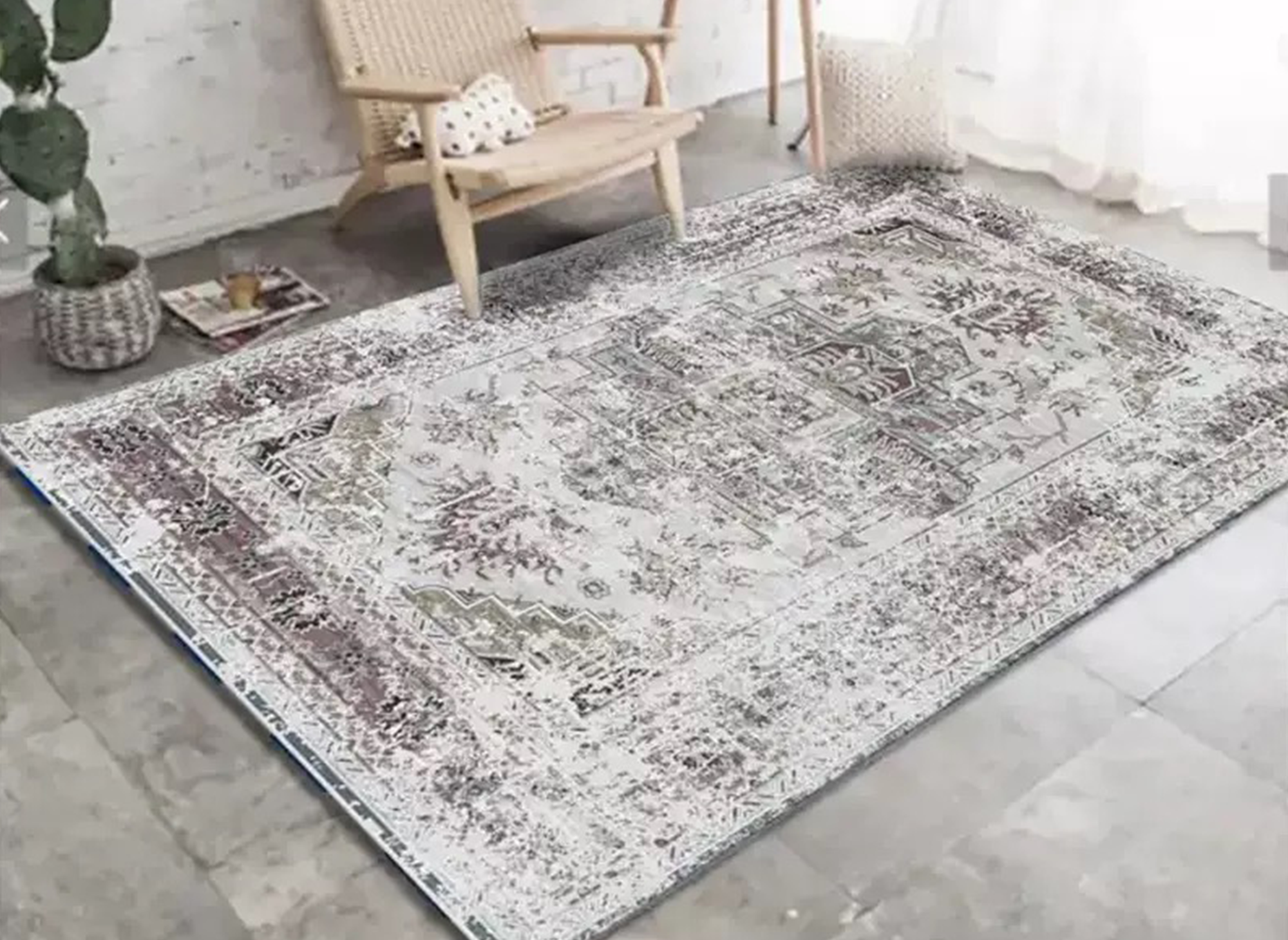 Rechteckiger Teppich im Orientstil in Grau und Weiß 160x230 cm RAJAH