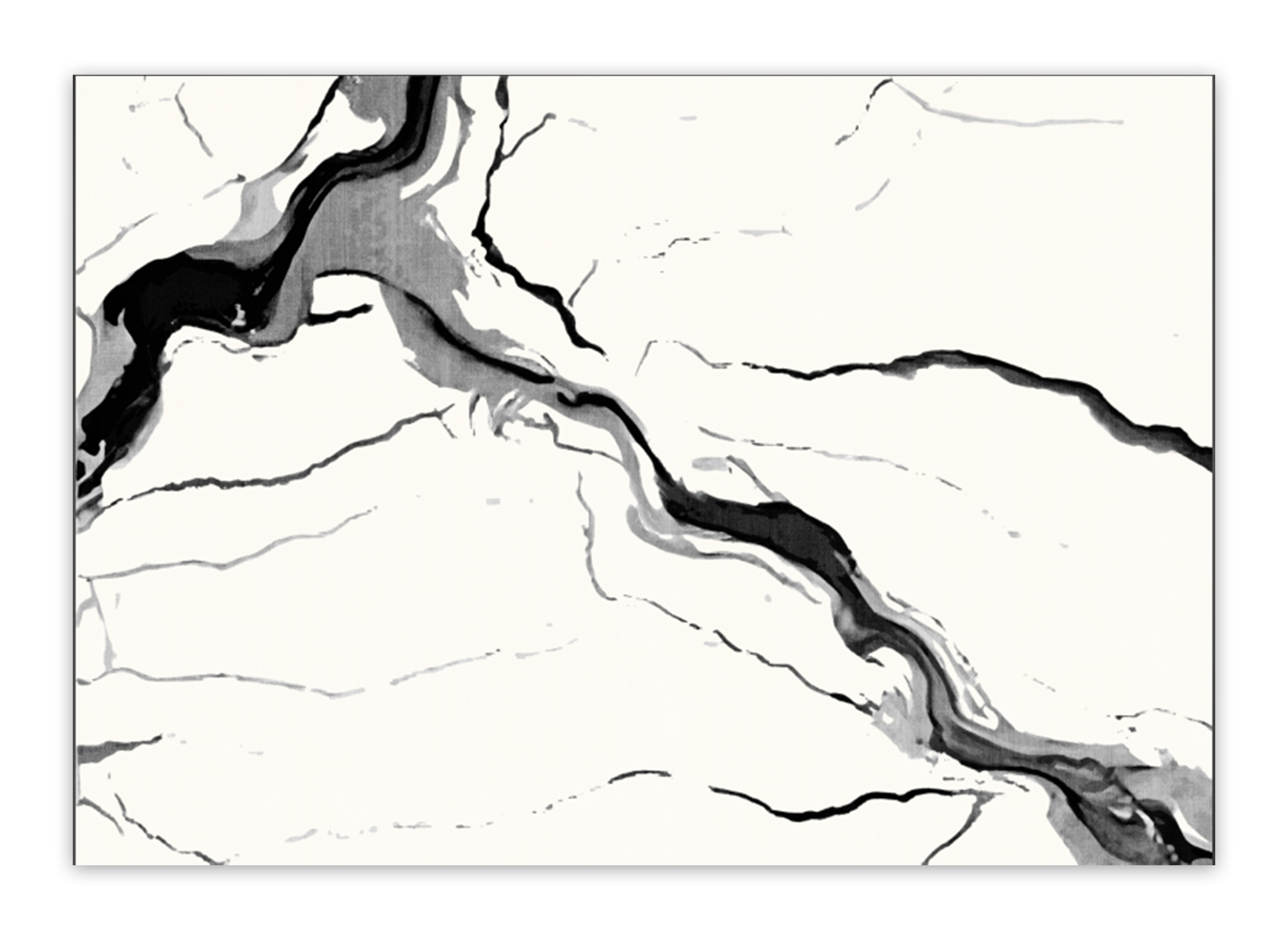 Rechteckiger Teppich mit schwarz-weißem Marmormuster aus Stoff in Kaschmiroptik 160x230 cm ZAEL