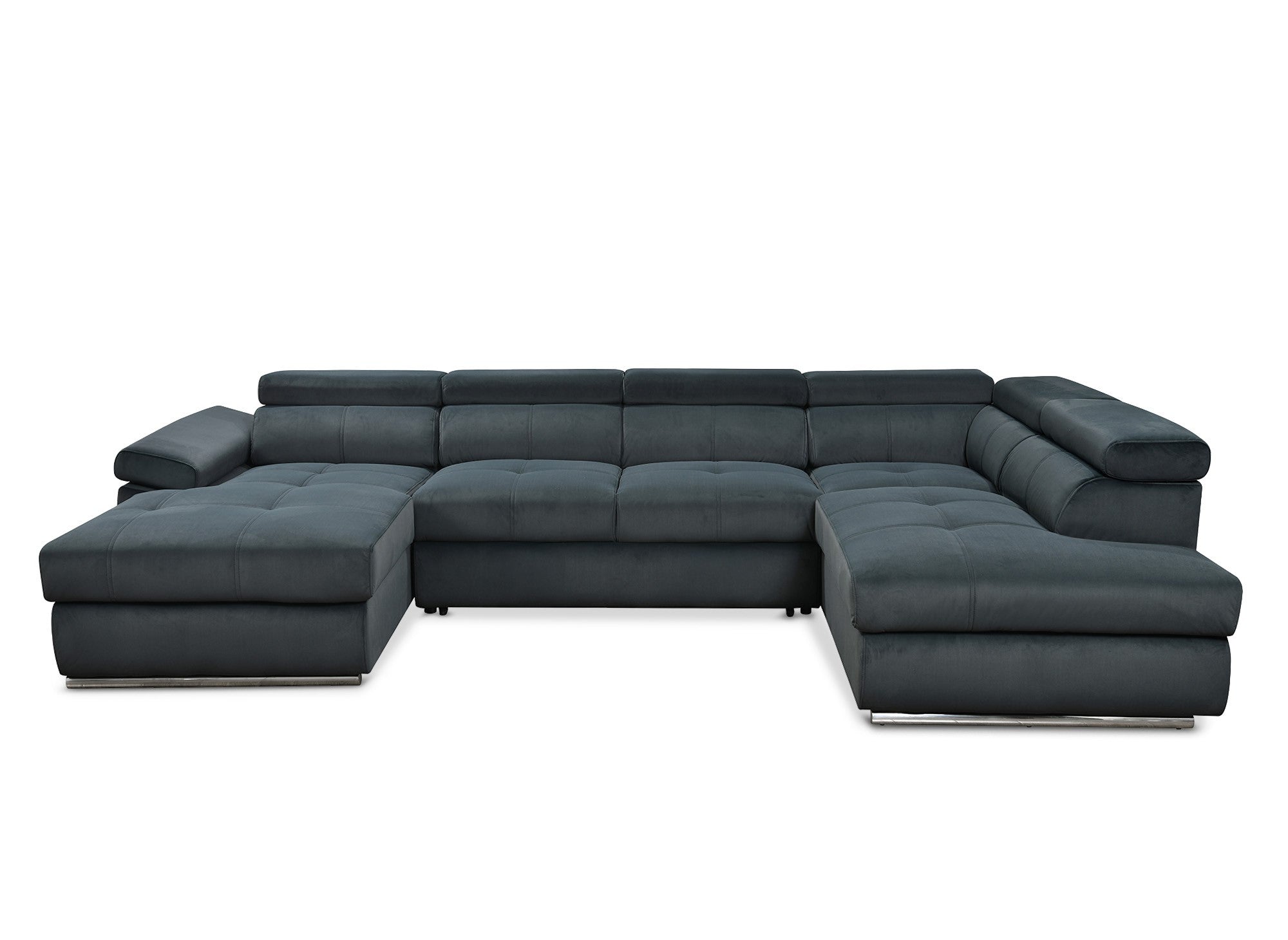 MARIANO Panorama-Sofa mit Stauraum aus grauem Samt – Linke Ecke