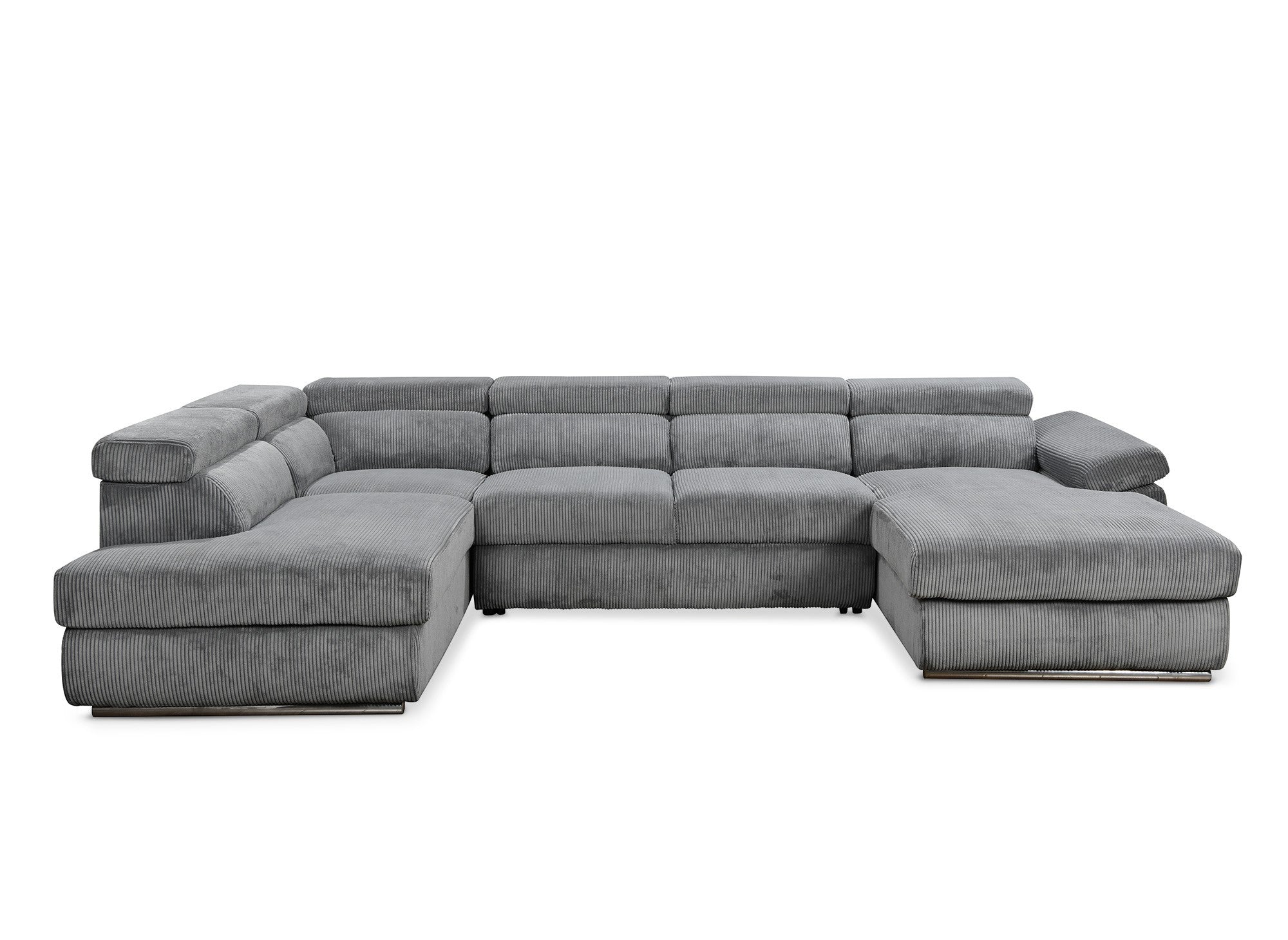 MARIANO Panoramasofa aus dickem grauem Cord mit Stauraum - rechtwinklig