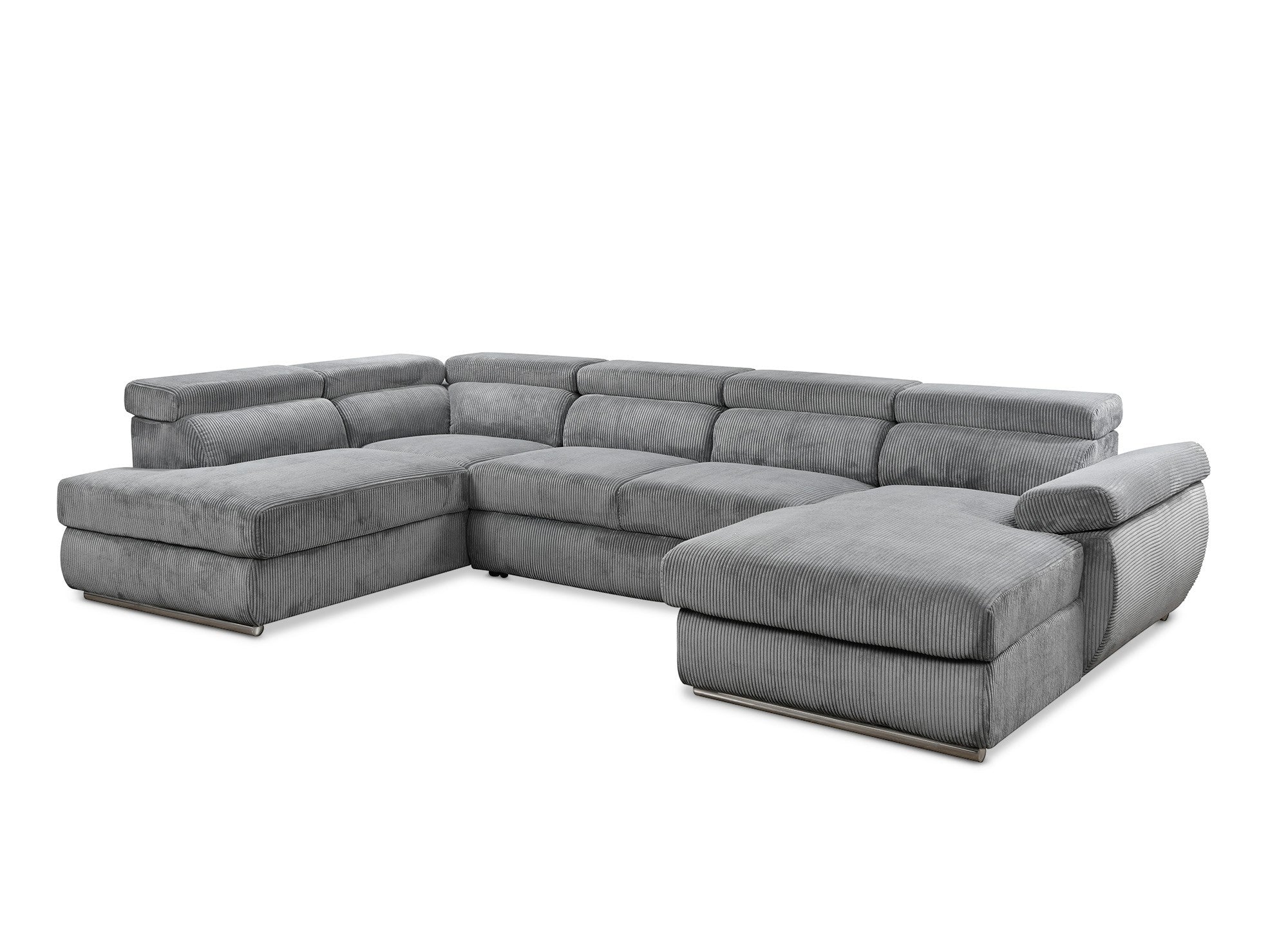 MARIANO Panoramasofa aus dickem grauem Cord mit Stauraum - rechtwinklig