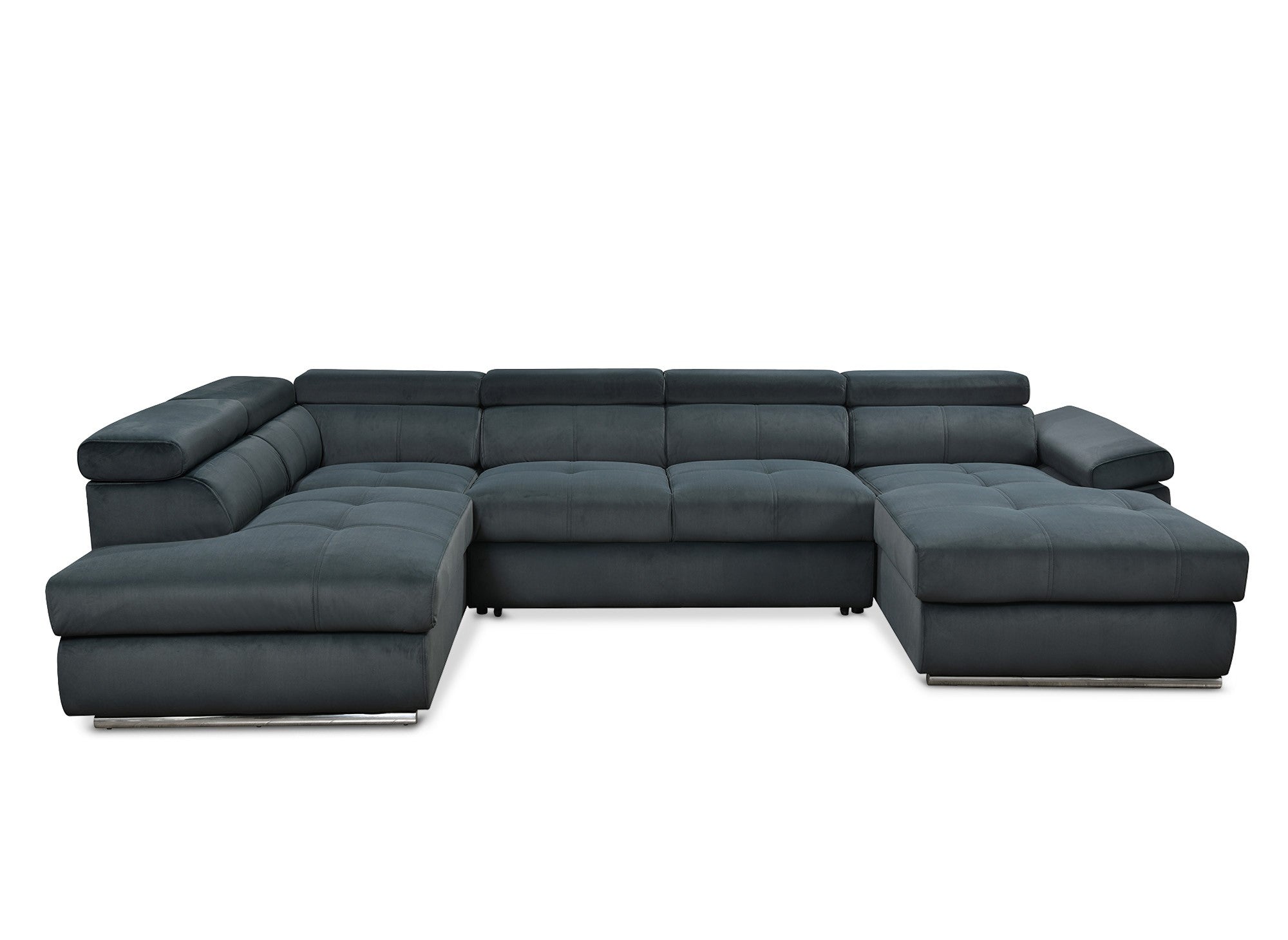 MARIANO Panorama-Sofa mit Stauraum aus grauem Samt – rechtwinklig
