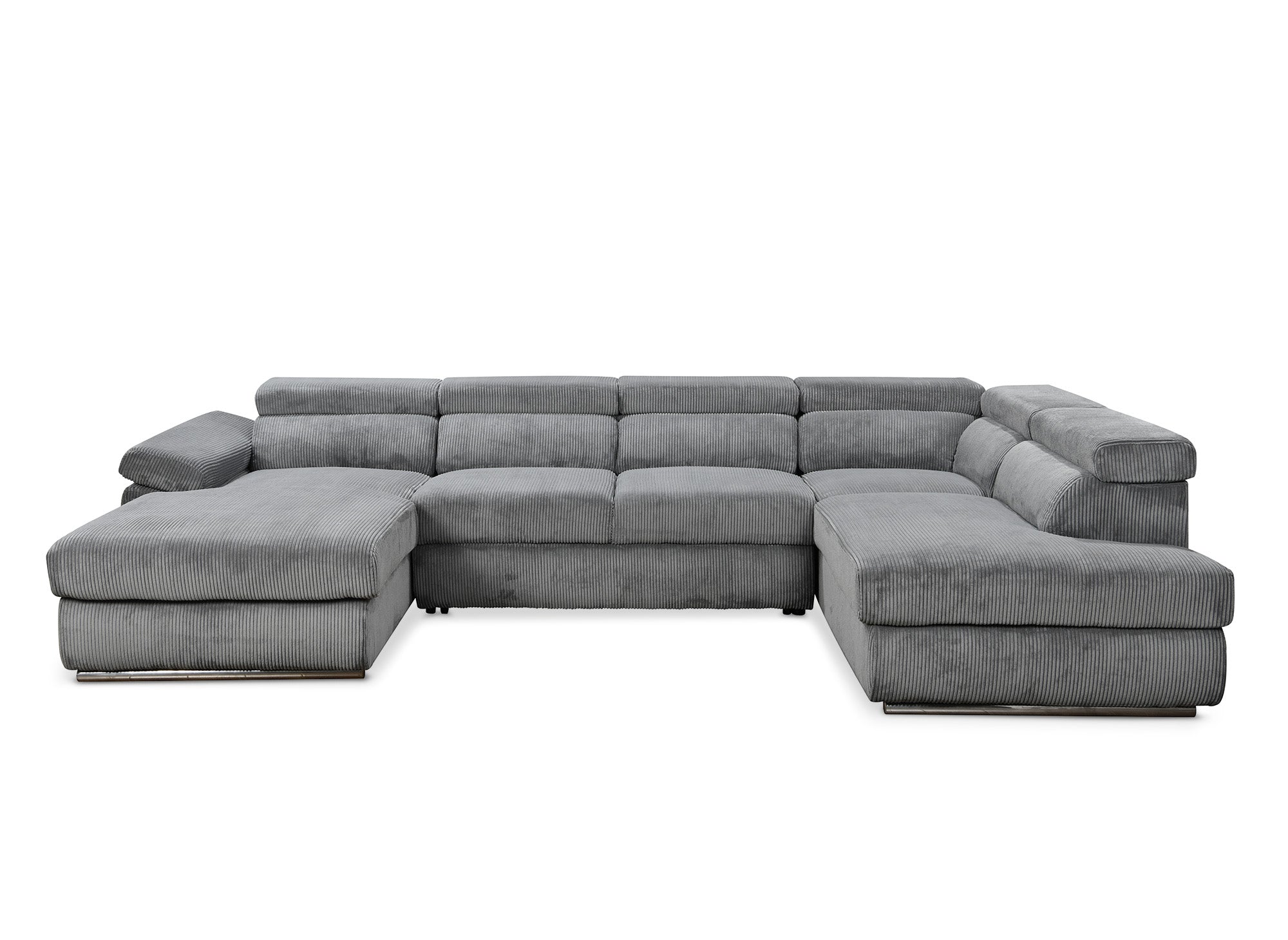 MARIANO Panoramasofa aus dickem grauem Cord mit Stauraum - Linke Ecke
