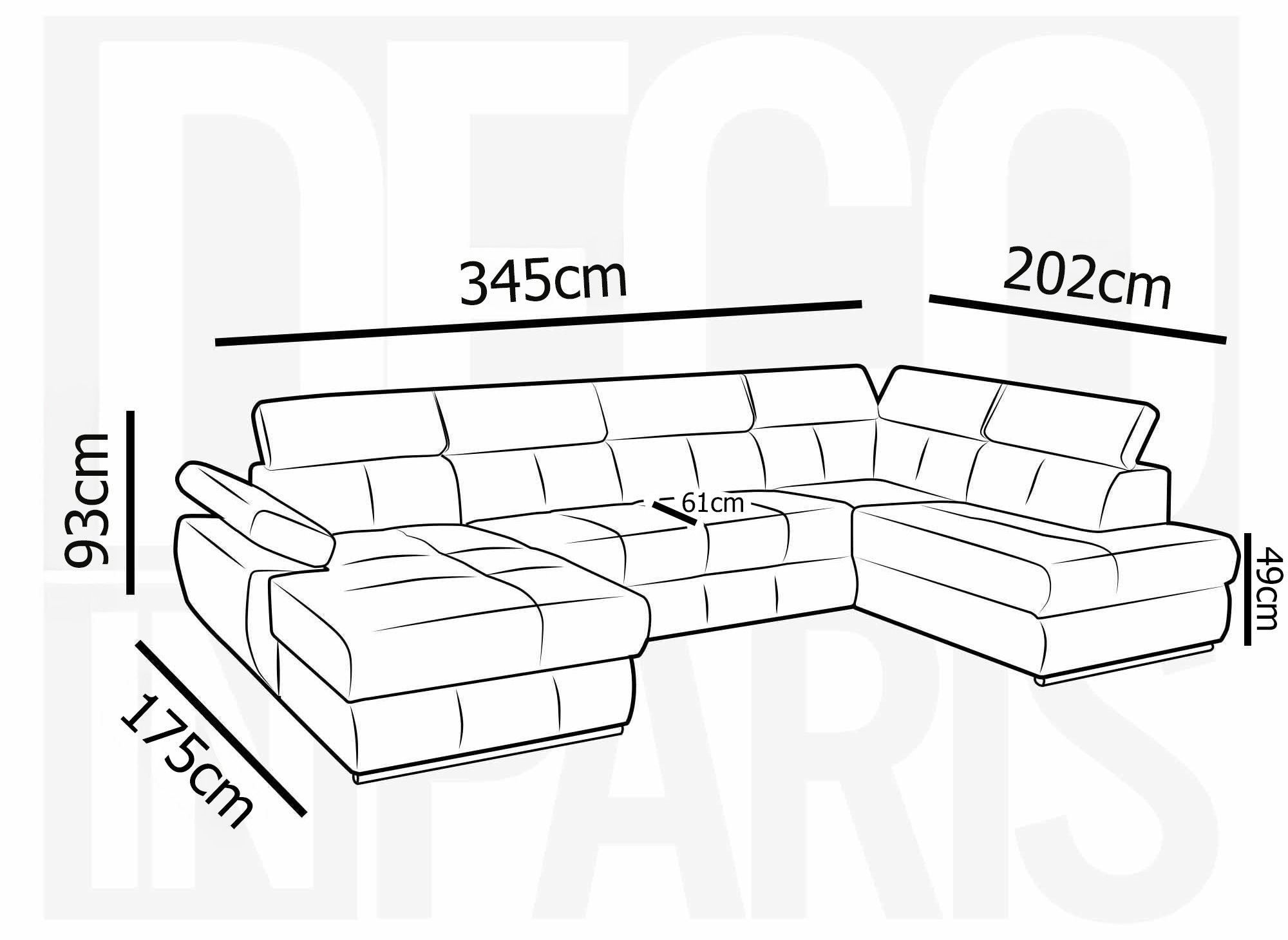 MARIANO Panoramasofa aus dickem grauem Cord mit Stauraum - Linke Ecke