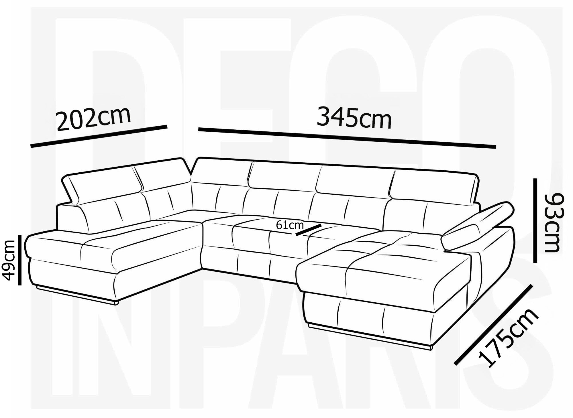 MARIANO Panorama-Sofa mit Stauraum aus grauem Samt – rechtwinklig