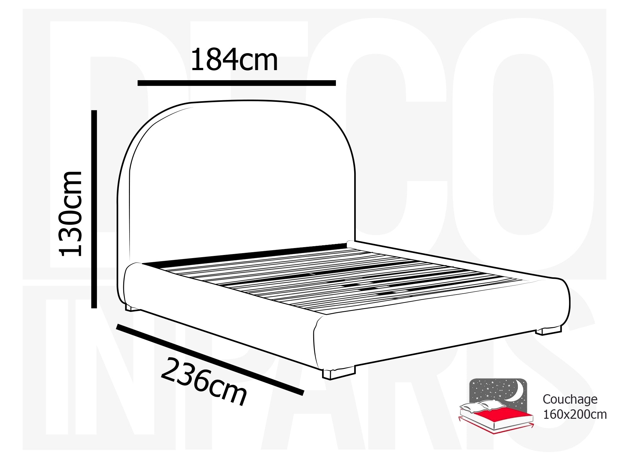 Dickes beiges Cord-Doppelbett 160x200cm COSY