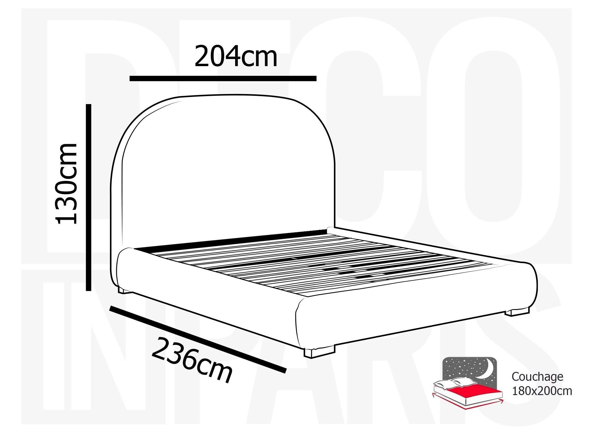 Doppelbett aus dickem, beigem Cord 180x200cm COSY
