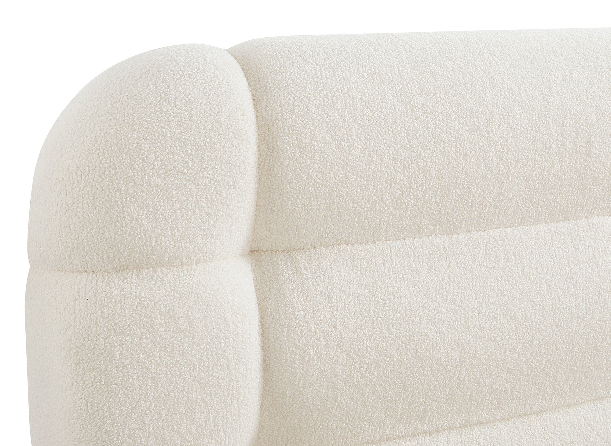 Doppelbett aus ecrufarbenem Bouclé-Stoff 180x200 cm YOURI