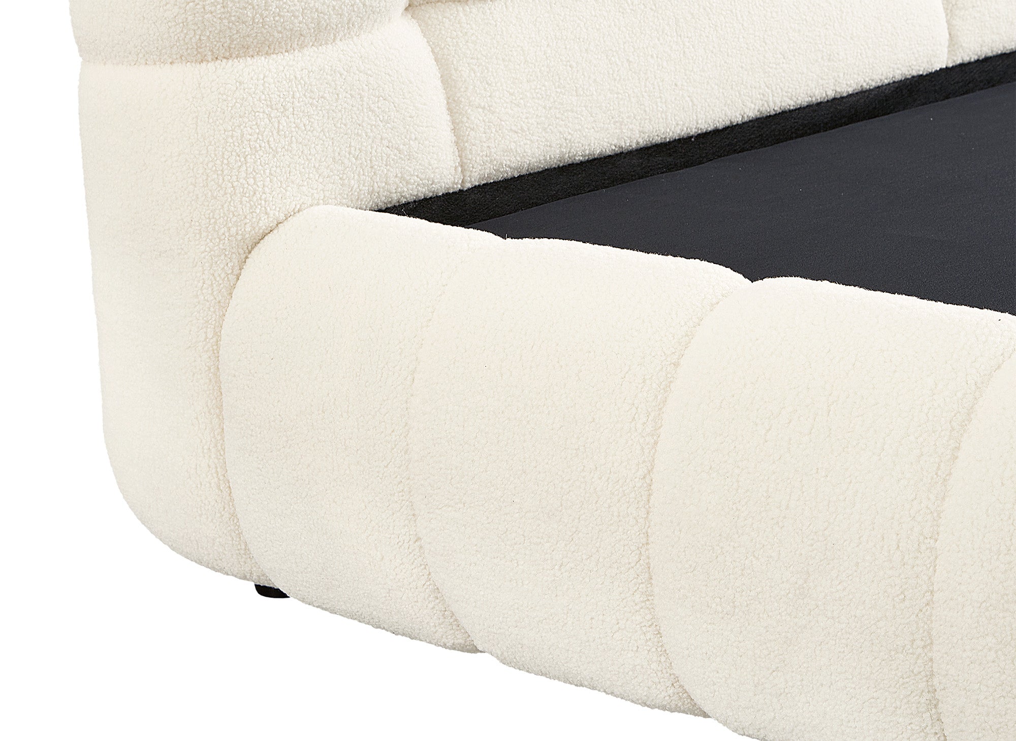 YOURI Bett mit Stauraum, Frottee, ecru, 180 x 200 cm