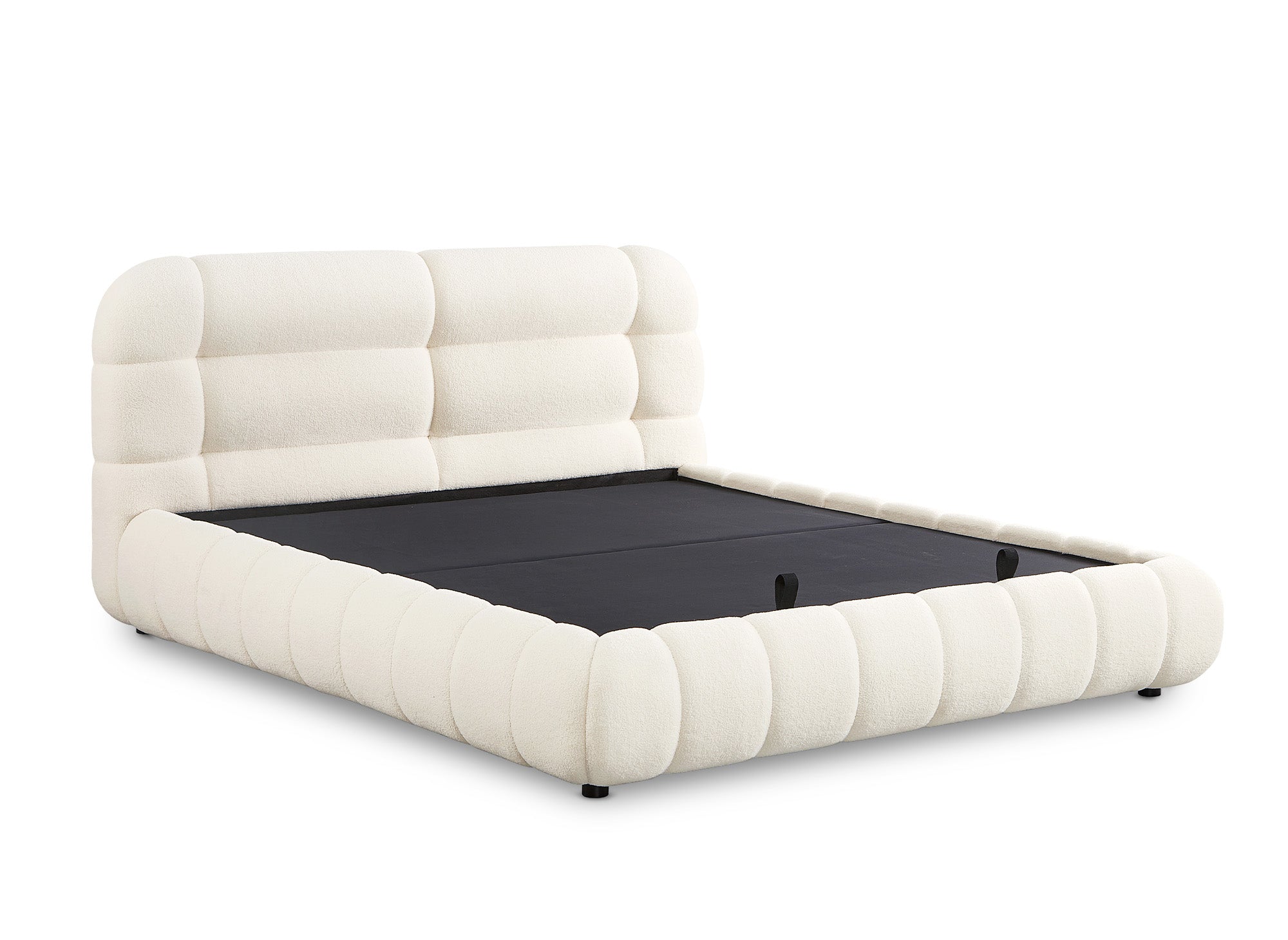 YOURI Bett mit Stauraum, Frottee, ecru, 180 x 200 cm