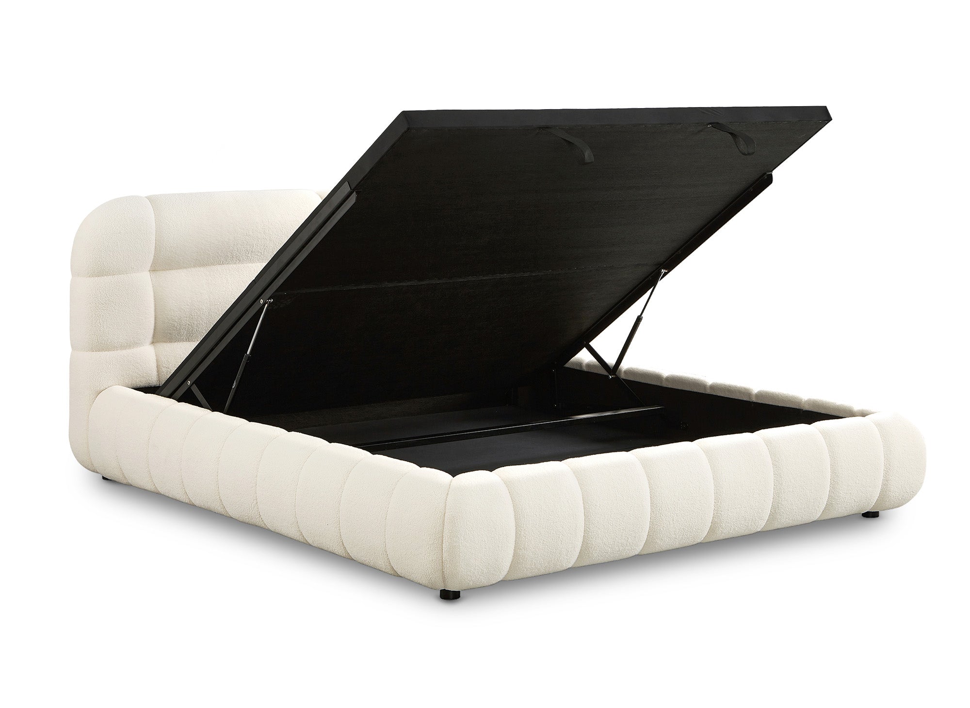 YOURI Bett mit Stauraum, Frottee, ecru, 180 x 200 cm