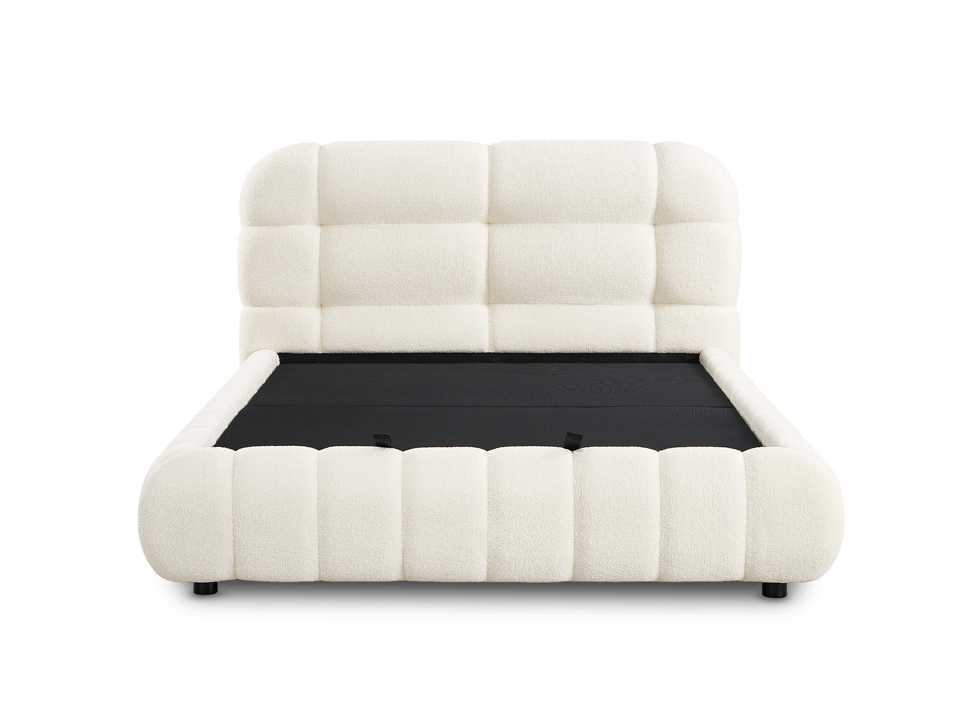 YOURI Bett mit Stauraum aus Frottee, ecru, 140 x 190 cm