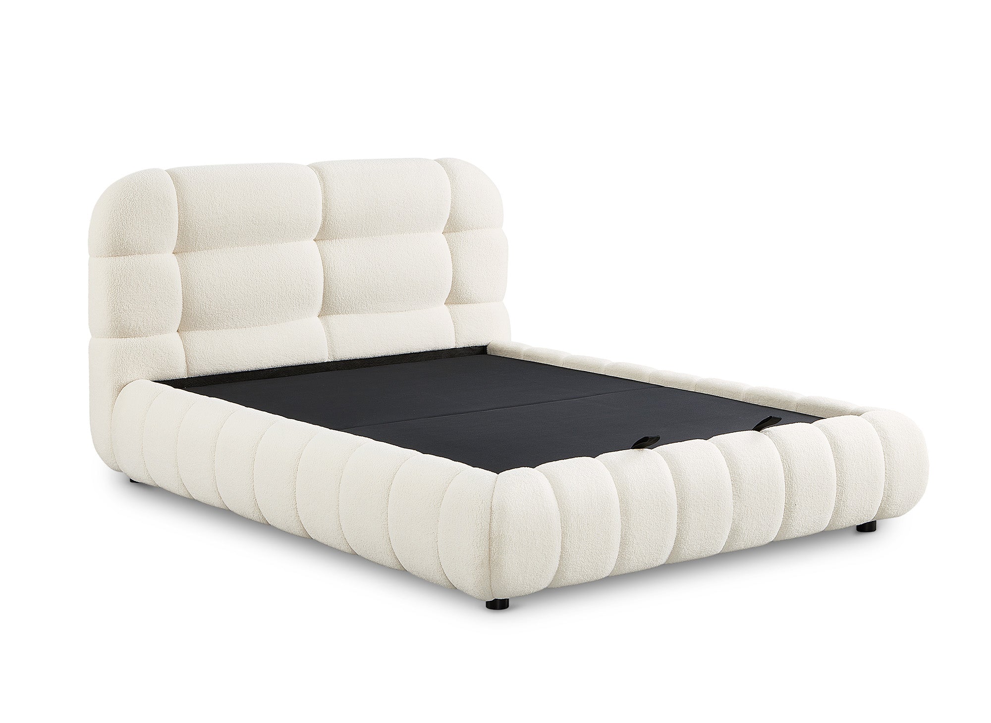 YOURI Bett mit Stauraum aus Frottee, ecru, 140 x 190 cm