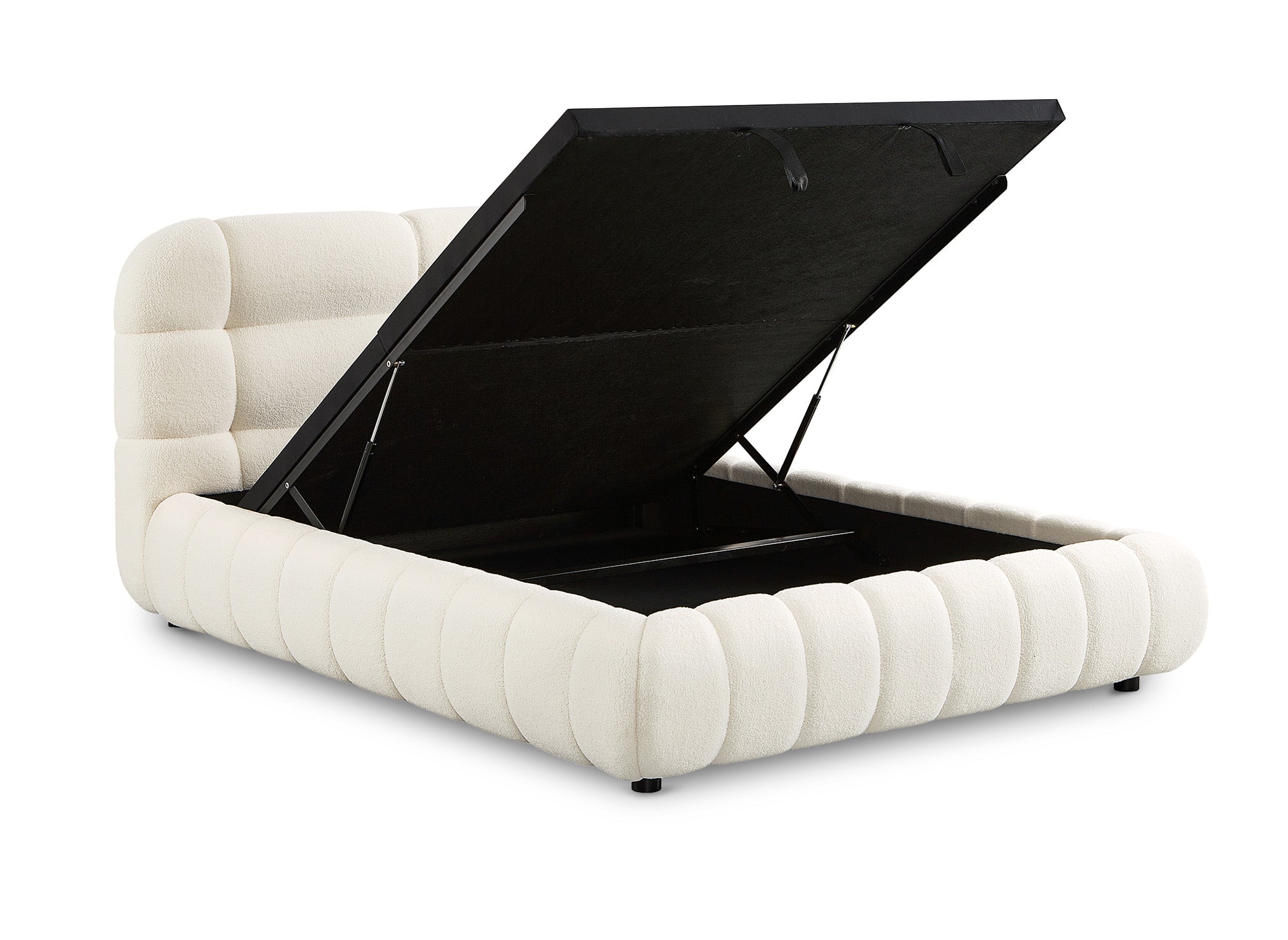 YOURI Bett mit Stauraum aus Frottee, ecru, 140 x 190 cm