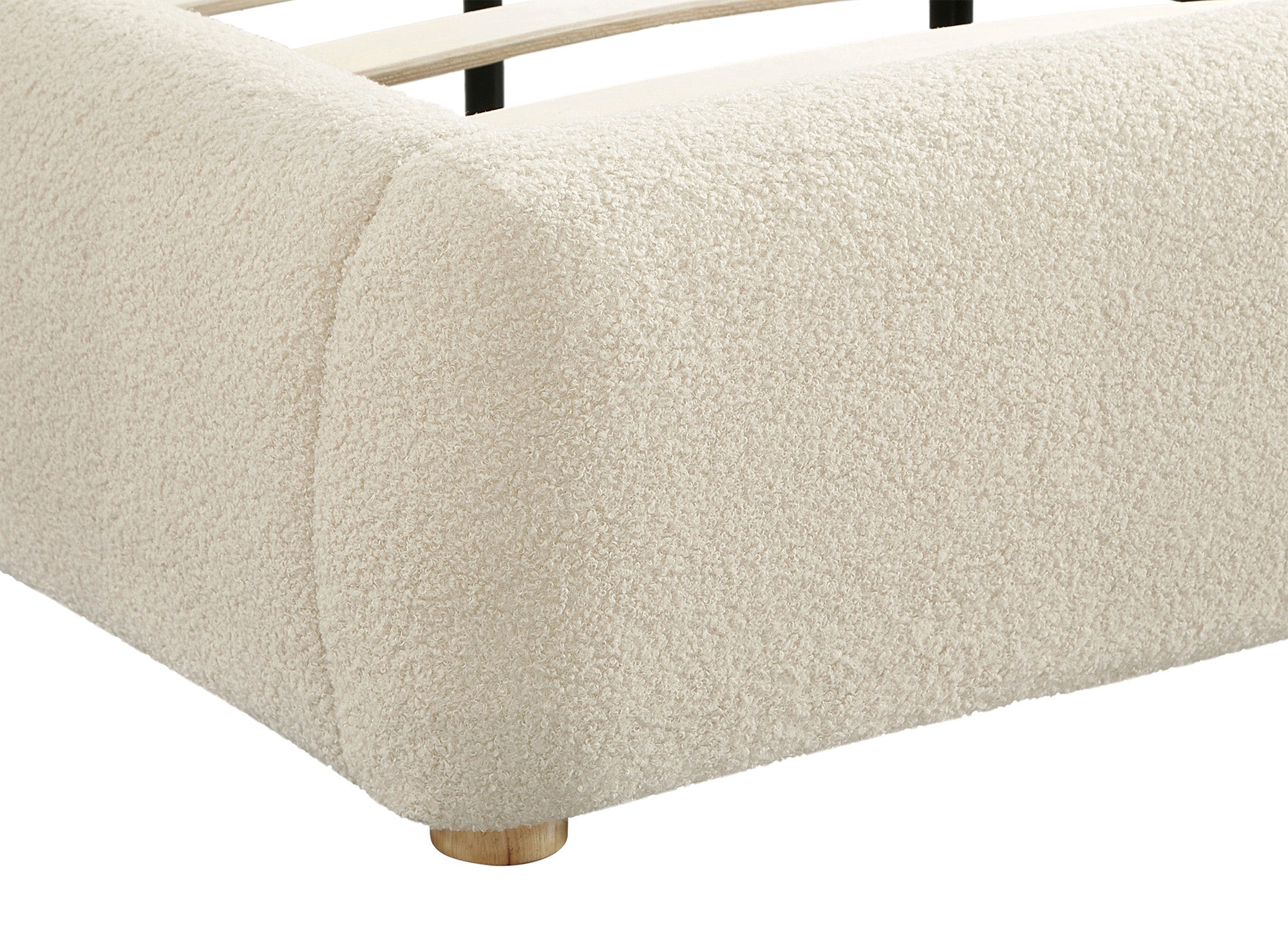Doppelbett aus beigem Frotteestoff 180x200cm BISCUIT
