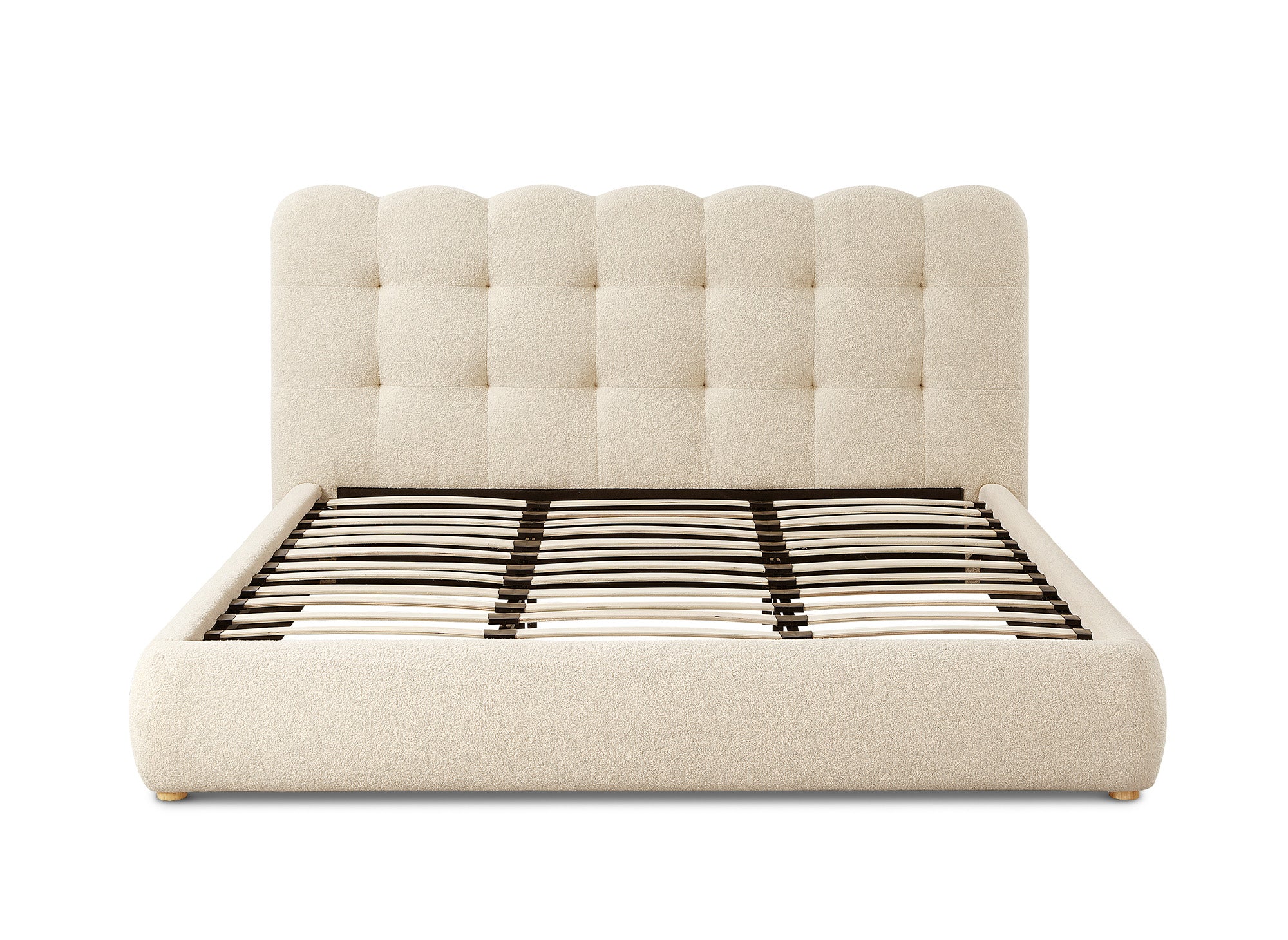 Doppelbett aus beigem Frotteestoff 180x200cm BISCUIT