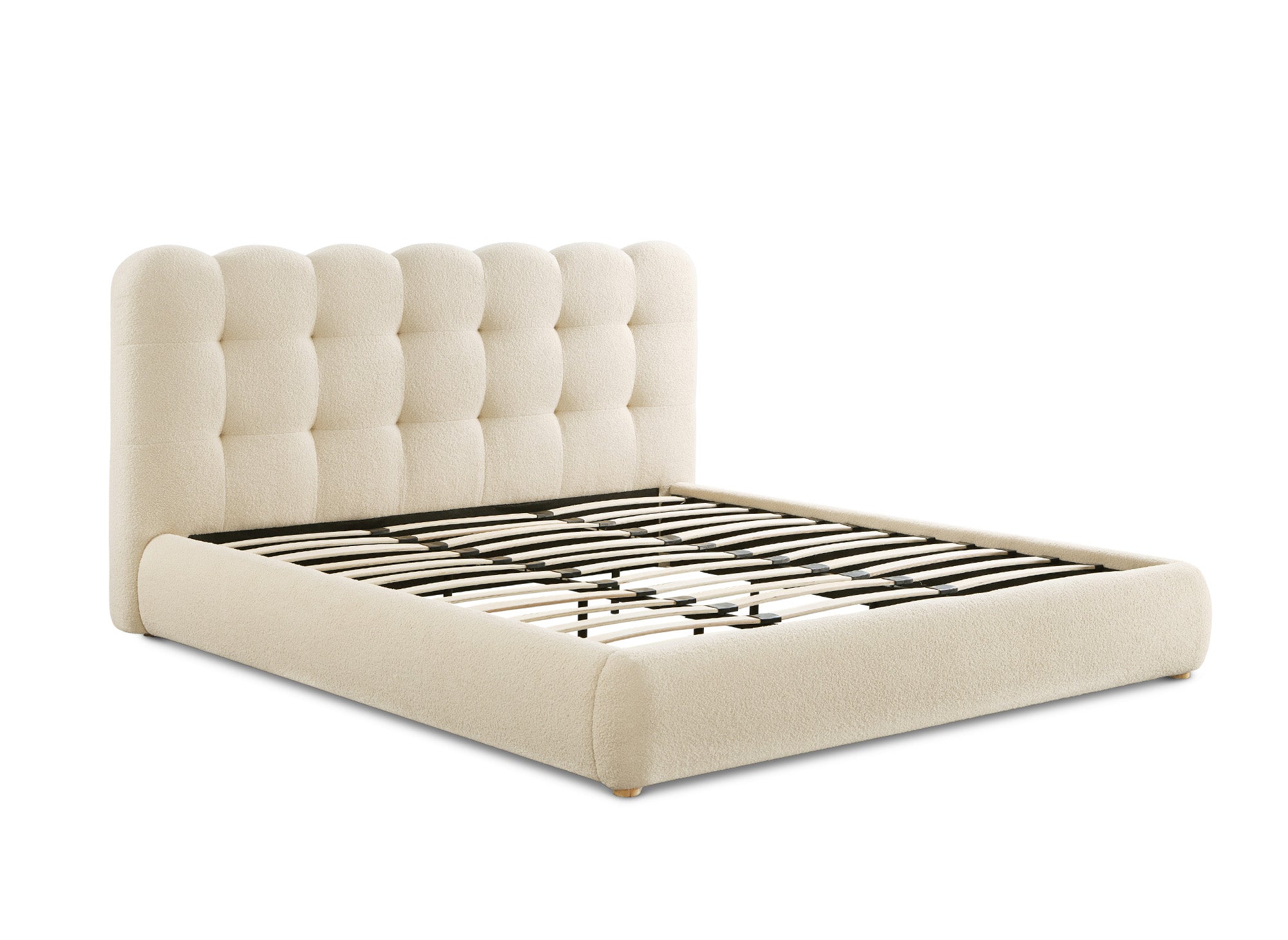 Doppelbett aus beigem Frotteestoff 180x200cm BISCUIT