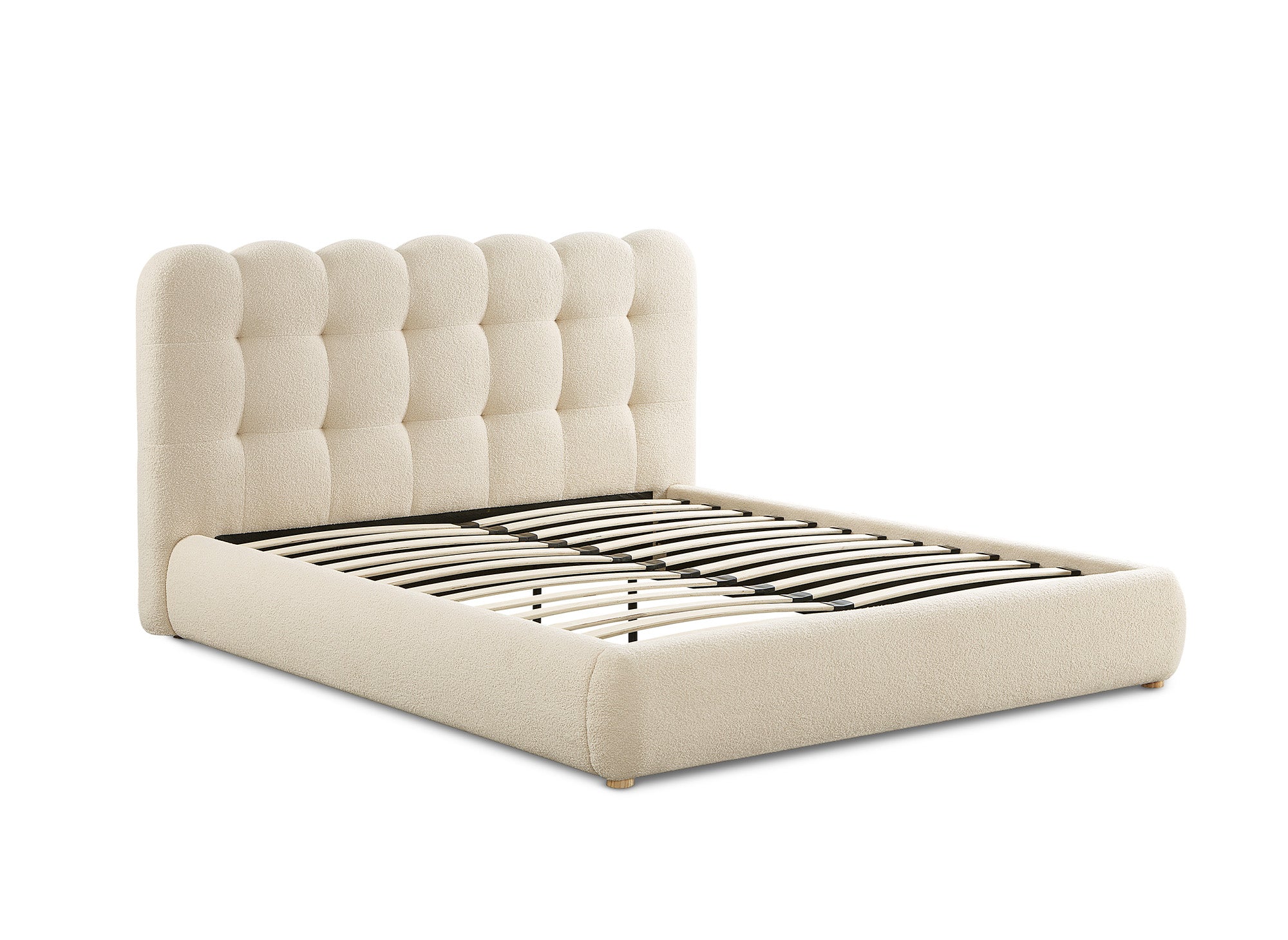 Doppelbett aus beigem Frotteestoff 140x190cm BISCUIT