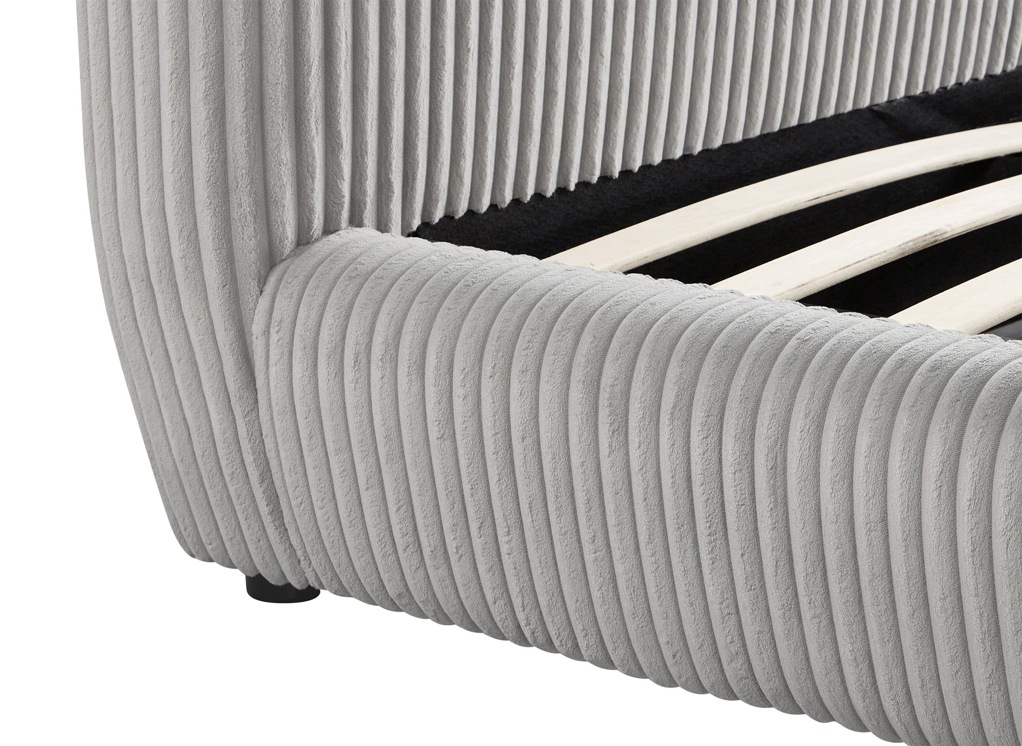 SARA dickes graues Cord-Doppelbett 180x200 cm