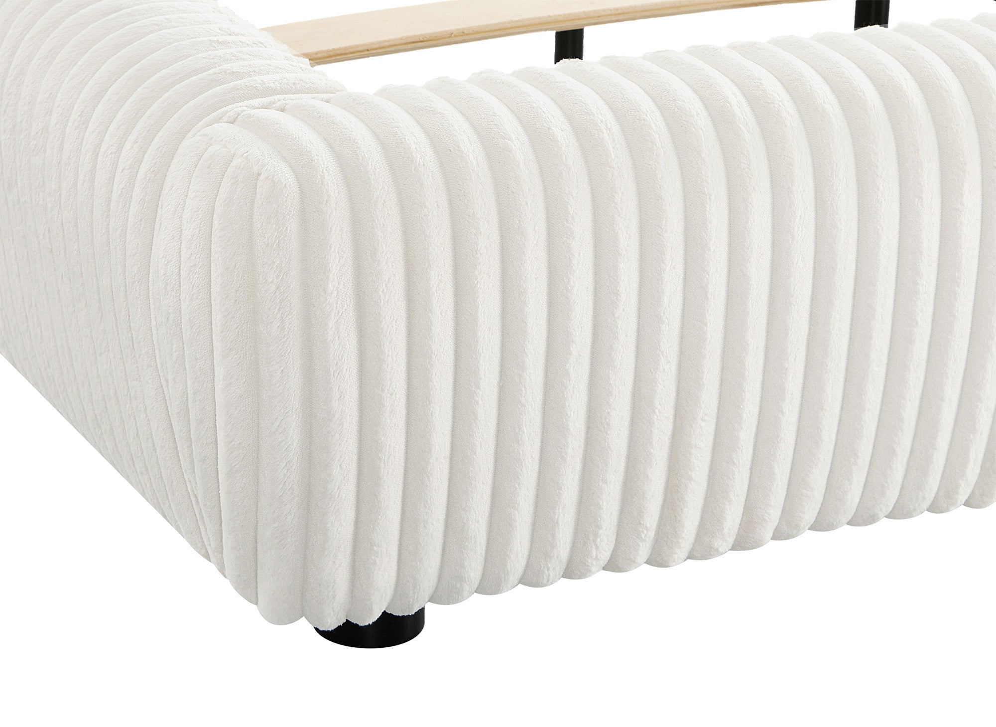 SARA Doppelbett aus dickem, beigefarbenem Cord 140x190cm