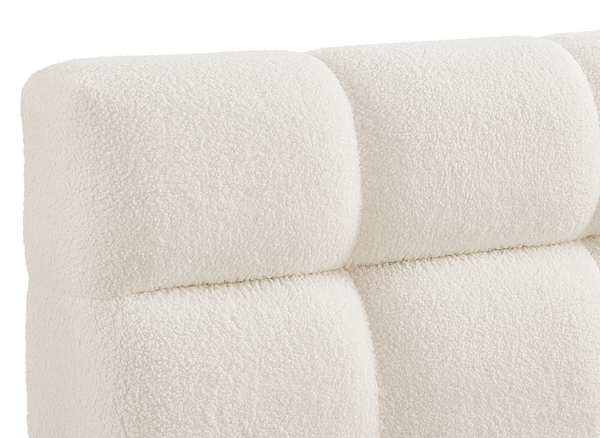 Doppelbett aus ecrufarbenem Bouclé-Stoff 180x200 cm GEORGINA