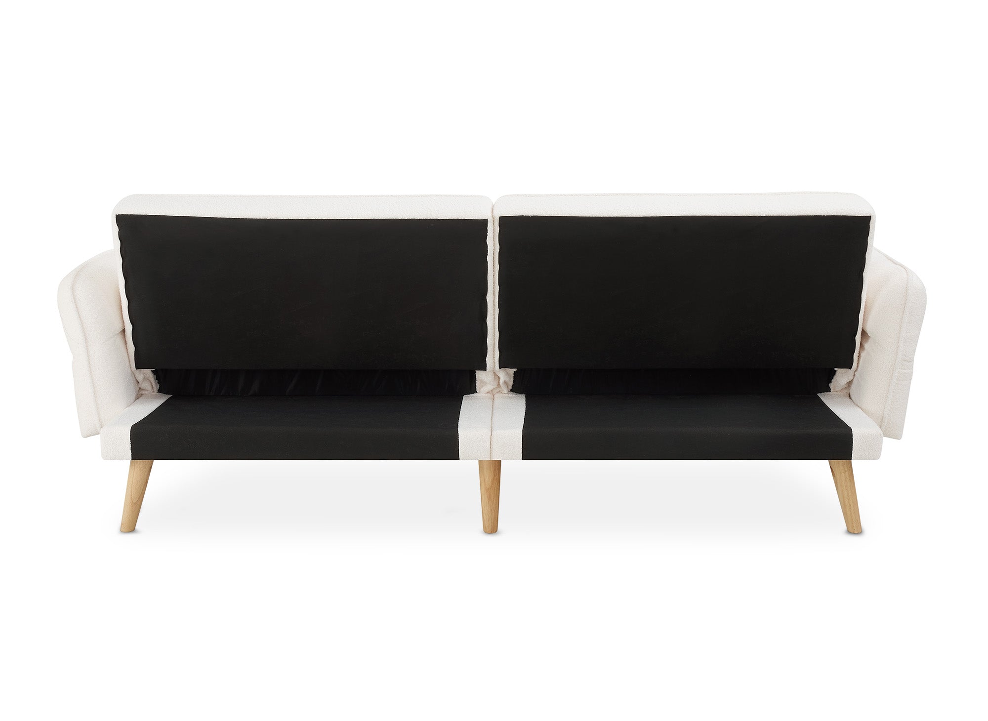 CHILI 3-Sitzer-Schlafsofa aus ecru-weißem Bouclé-Stoff