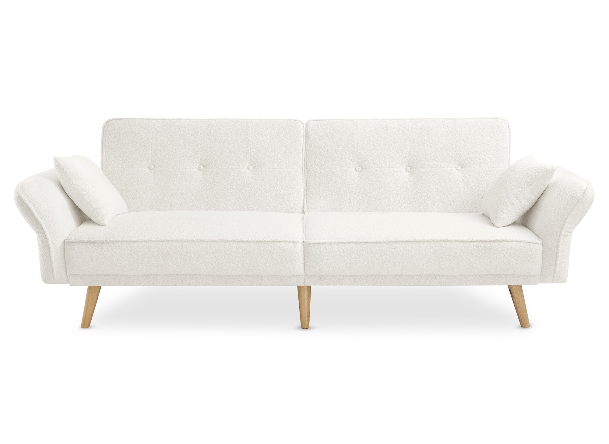 CHILI 3-Sitzer-Schlafsofa aus ecru-weißem Bouclé-Stoff