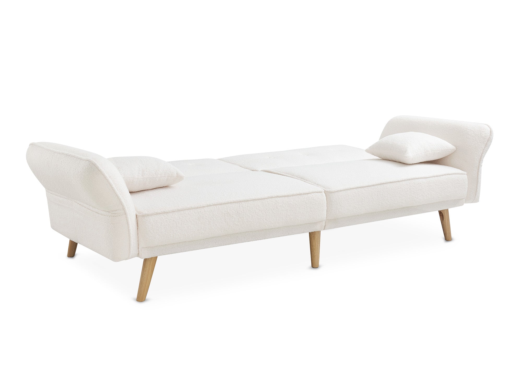 CHILI 3-Sitzer-Schlafsofa aus ecru-weißem Bouclé-Stoff