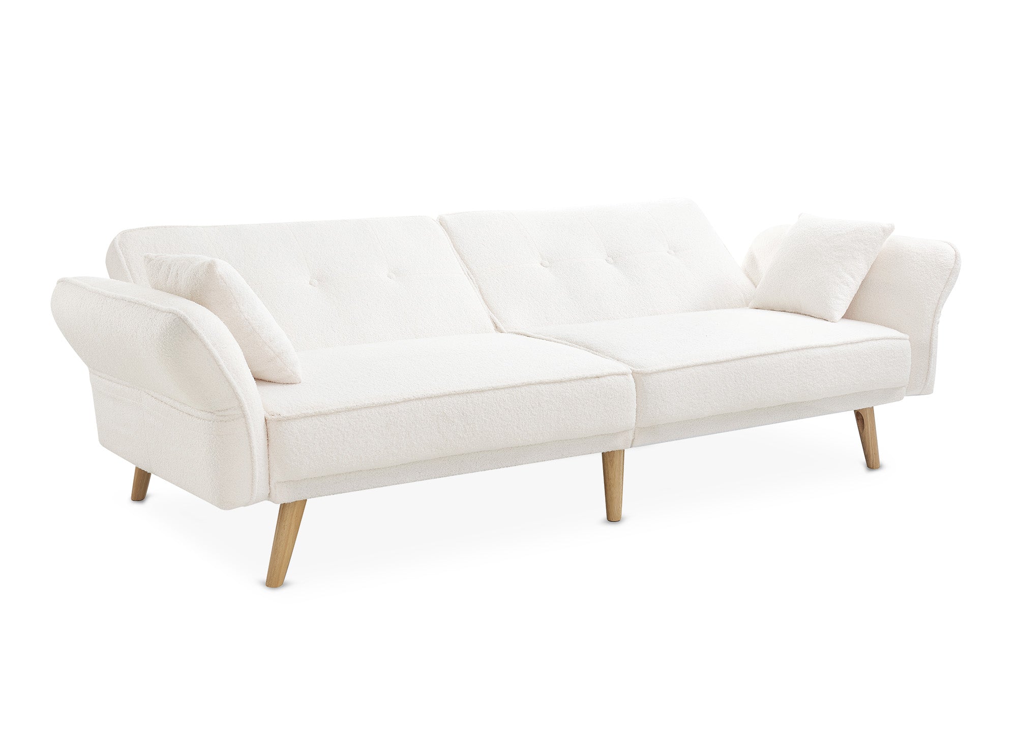 CHILI 3-Sitzer-Schlafsofa aus ecru-weißem Bouclé-Stoff