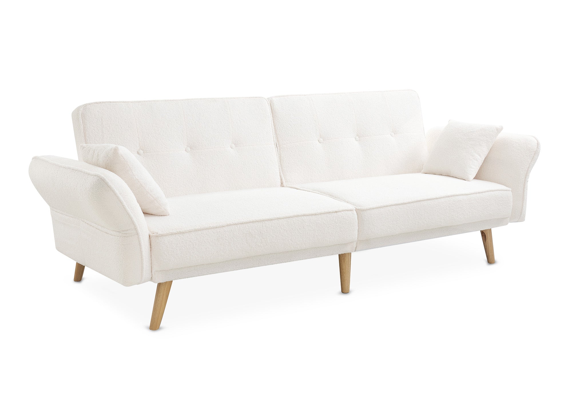 CHILI 3-Sitzer-Schlafsofa aus ecru-weißem Bouclé-Stoff