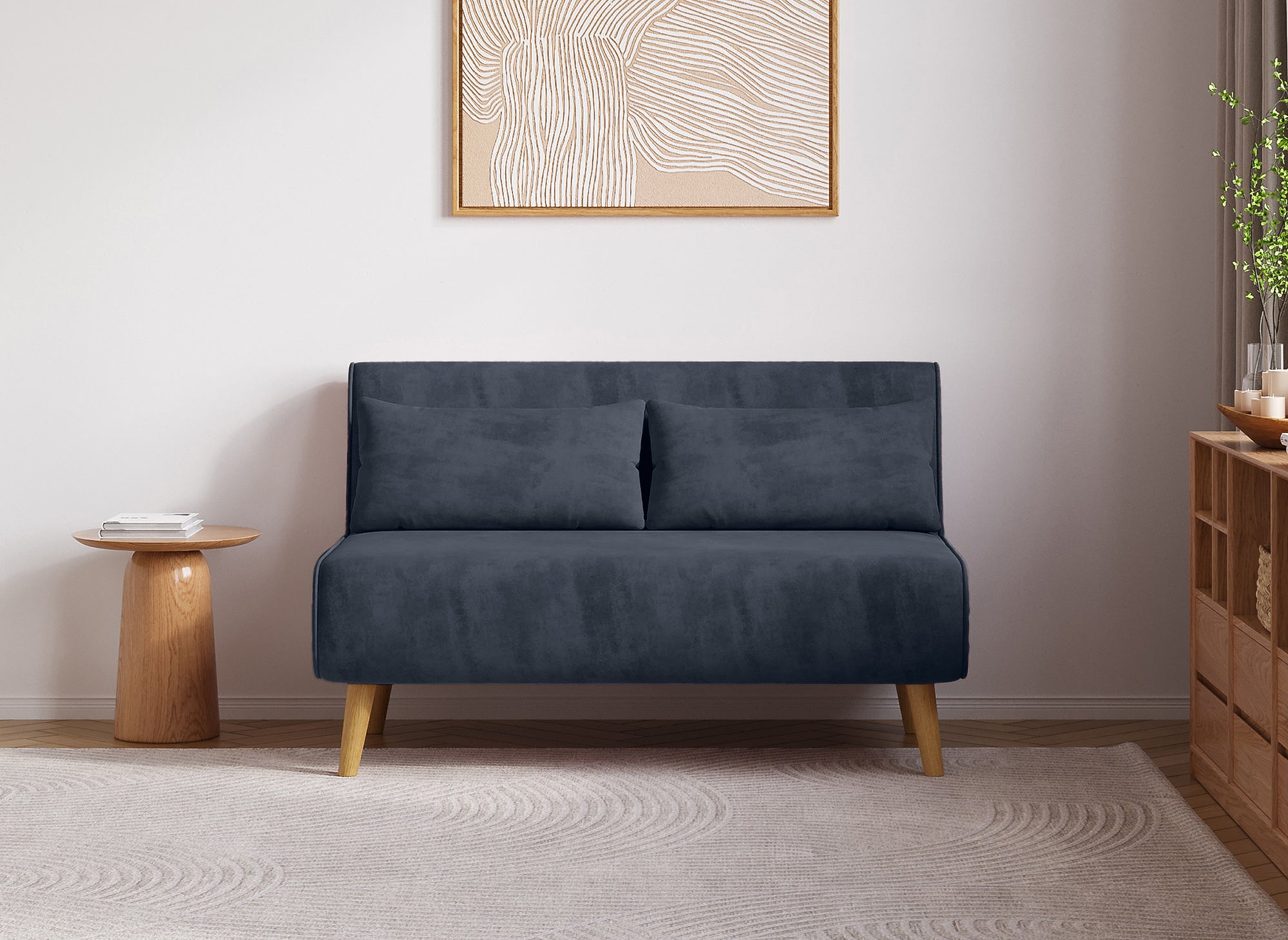 TONKA 2-Sitzer-Schlafsofa aus grauem Samt