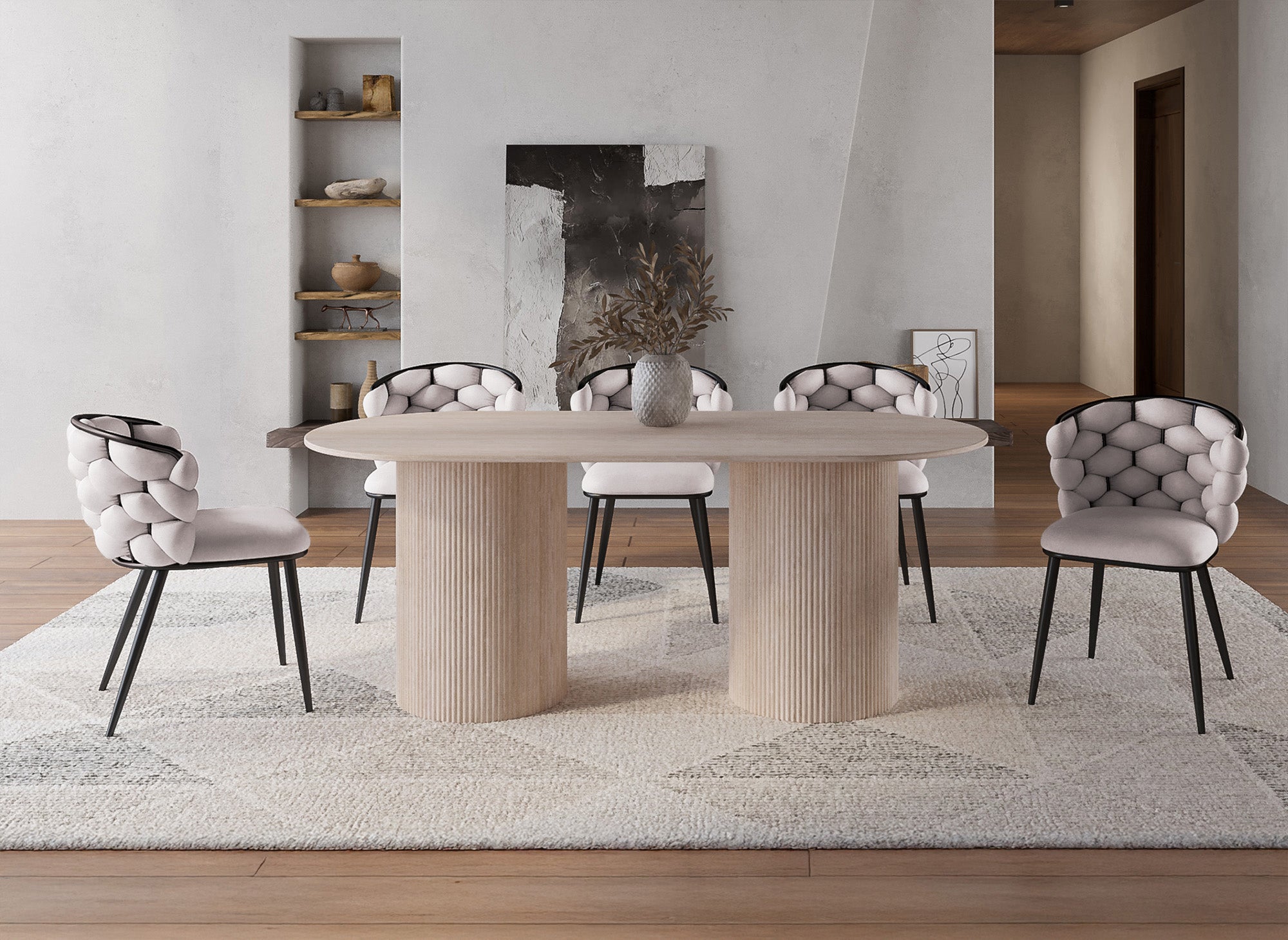 2er-Set taupefarbene Samtstühle mit schwarzen Metallbeinen CECILE