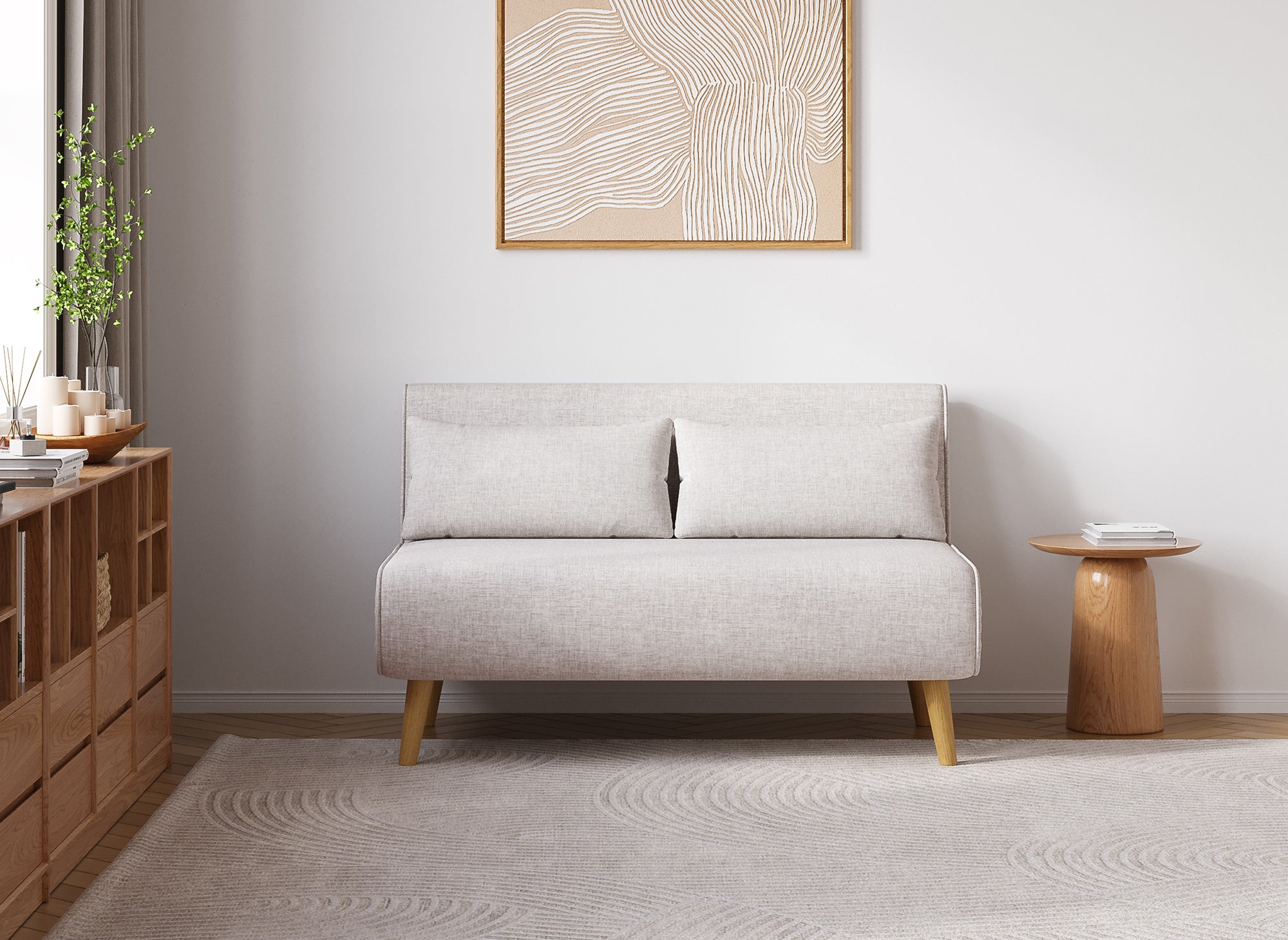 TONKA 2-Sitzer-Schlafsofa aus beigem Stoff