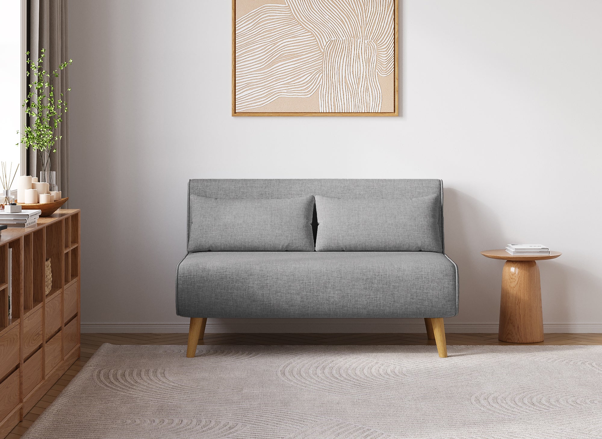 TONKA 2-Sitzer-Schlafsofa aus grauem Stoff